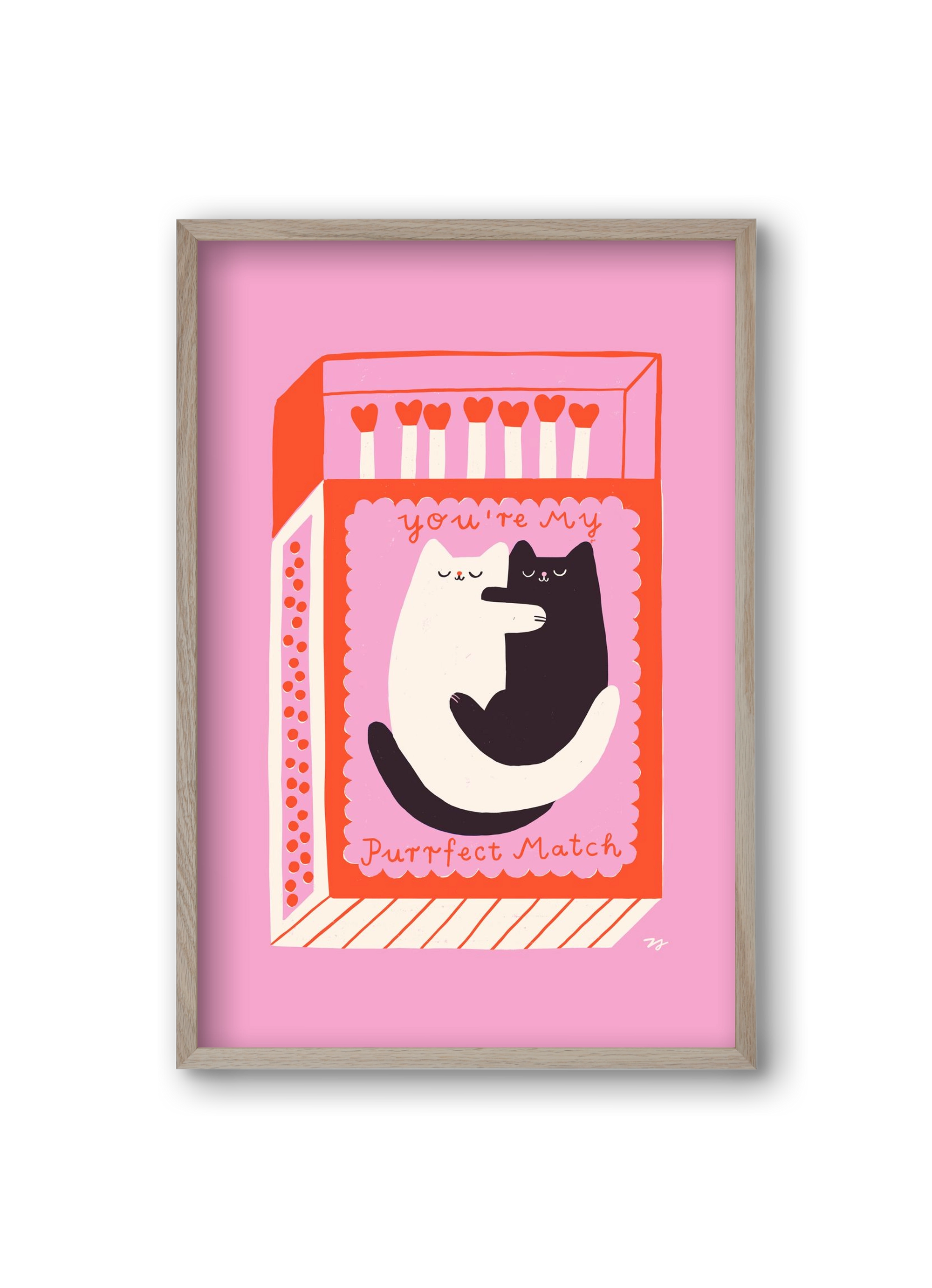 You are My Purrfect Match, 20x30 cm (20x30 cm), Tölgy keret