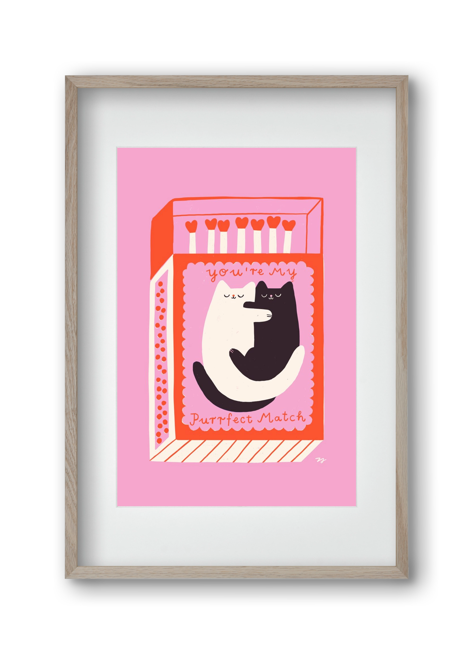 You are My Purrfect Match, 30x45 cm (20x30 cm), Tölgy keret, paszpartuval