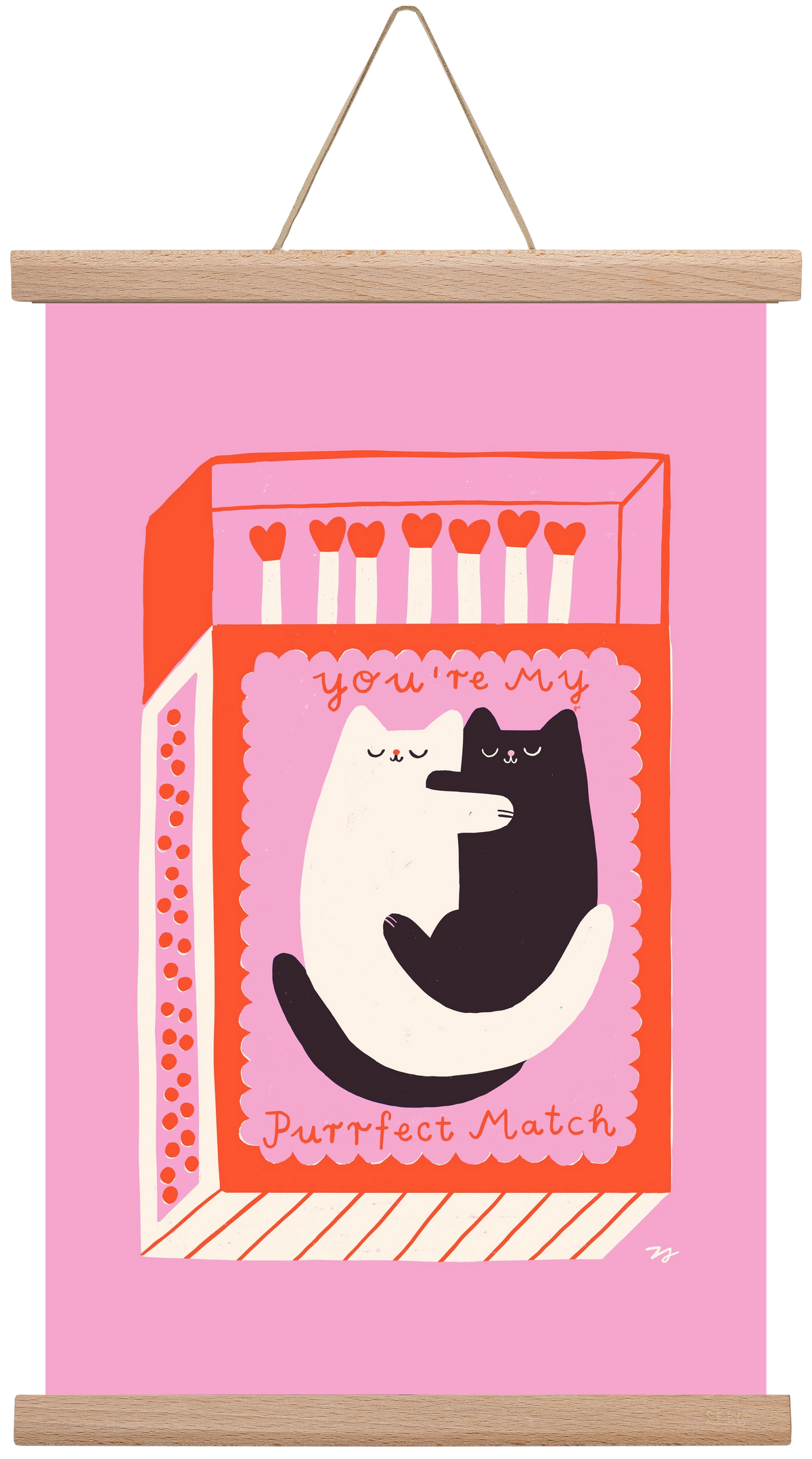 You are My Purrfect Match, 30x45 cm (30x45 cm), Tölgy akasztó