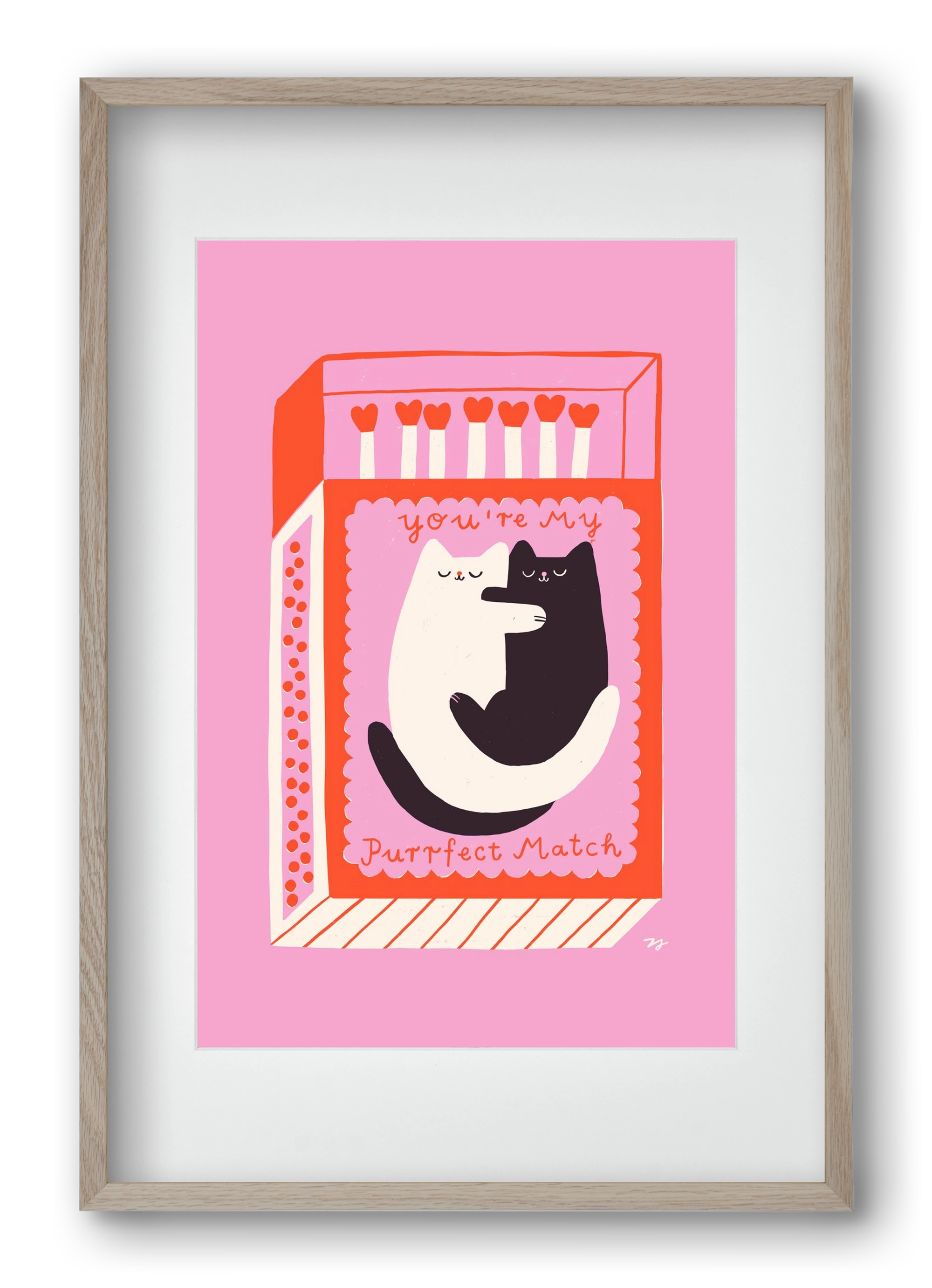 You are My Purrfect Match, 40x60 cm (30x45 cm), Tölgy keret, paszpartuval