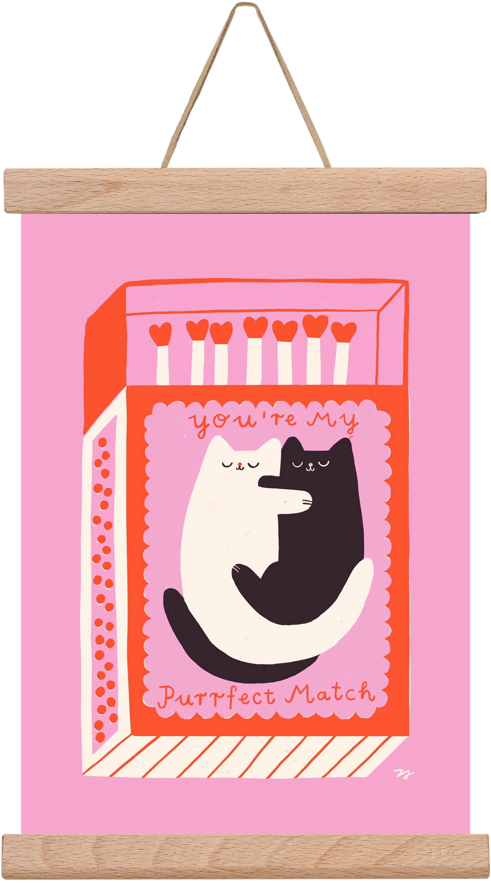 You are My Purrfect Match, 20x30 cm (20x30 cm), Tölgy akasztó