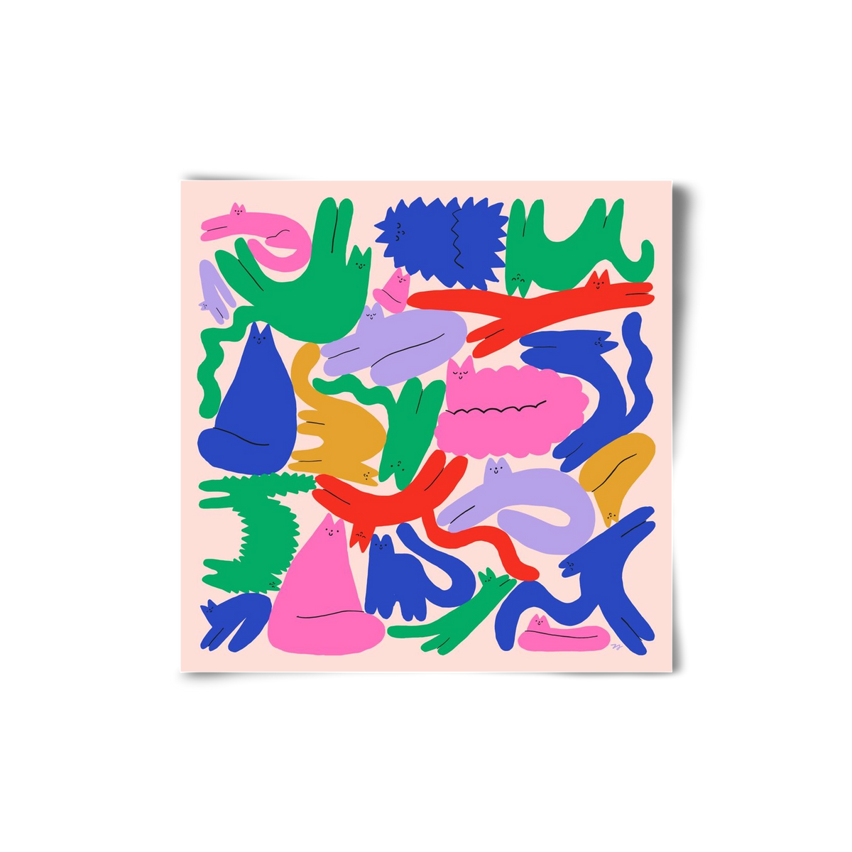 Colorful Cats, 20x20 cm, Keret nélkül