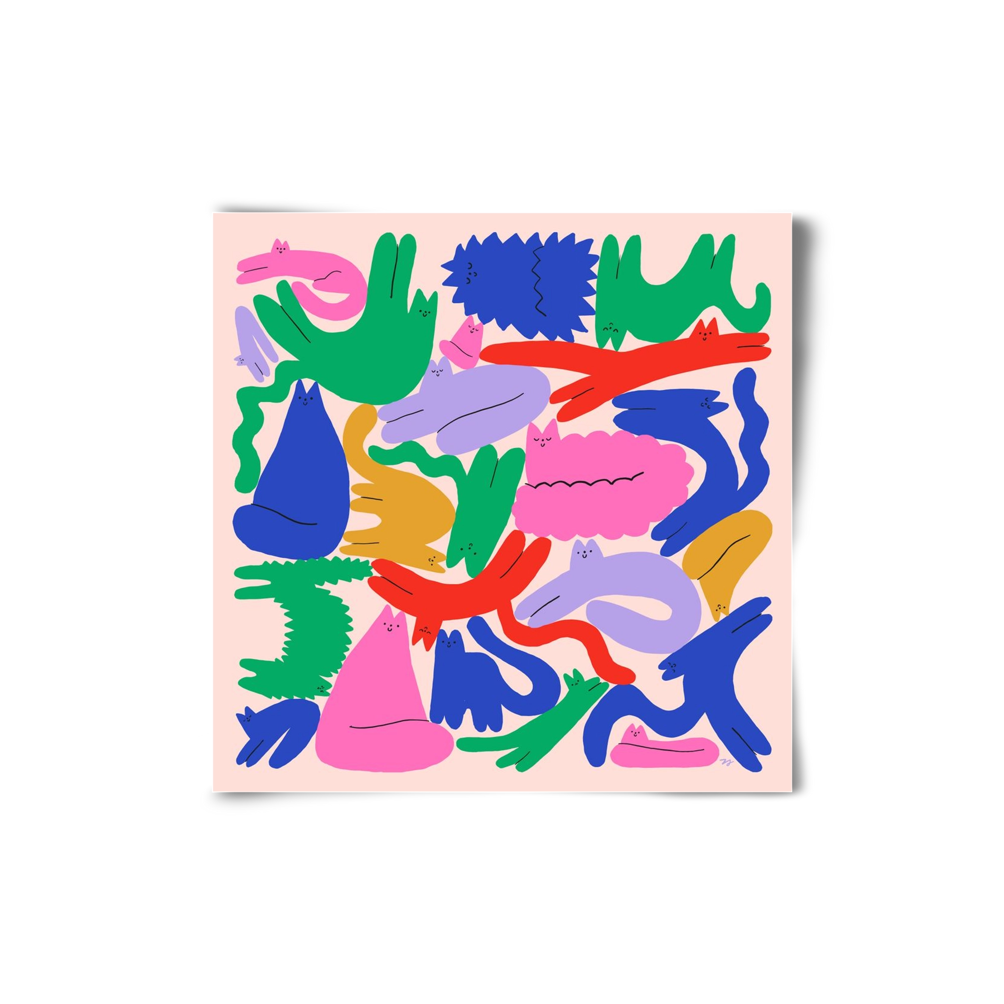 Colorful Cats, 20x20 cm, Keret nélkül