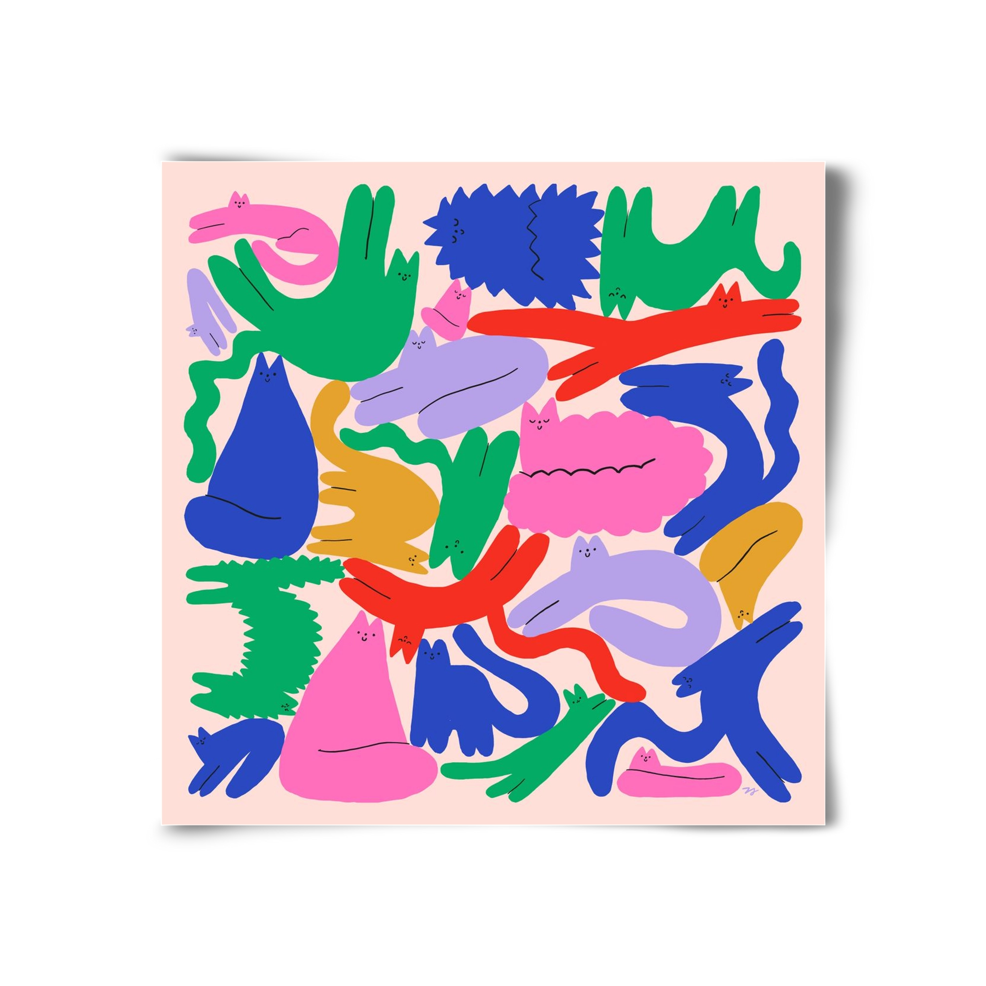 Colorful Cats, 30x30 cm, Keret nélkül