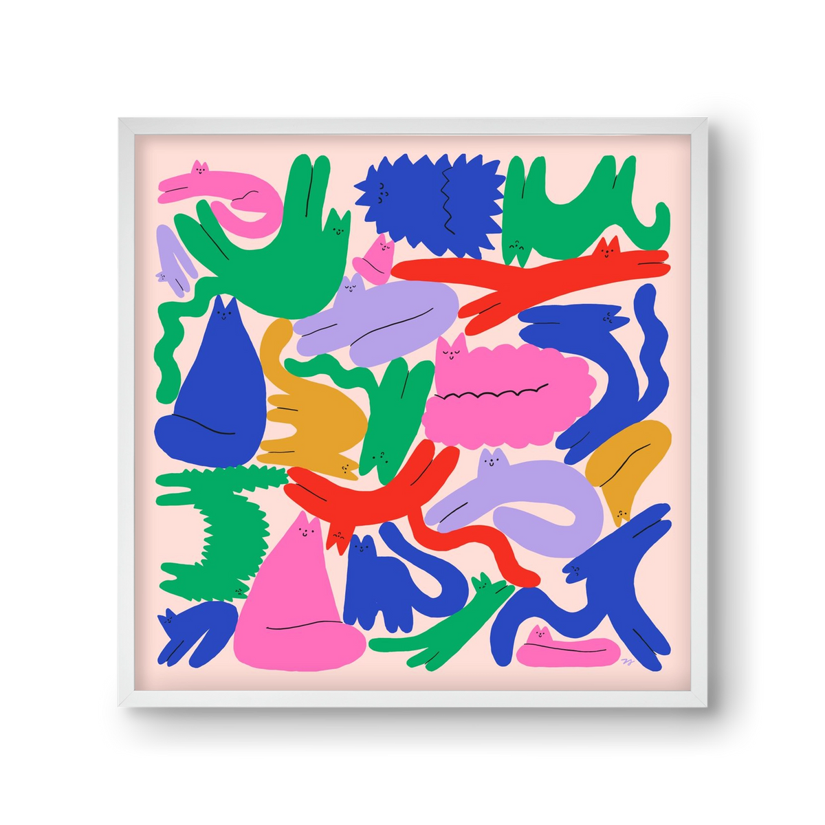 Colorful Cats, 30x30 cm (30x30 cm), Fehér keret