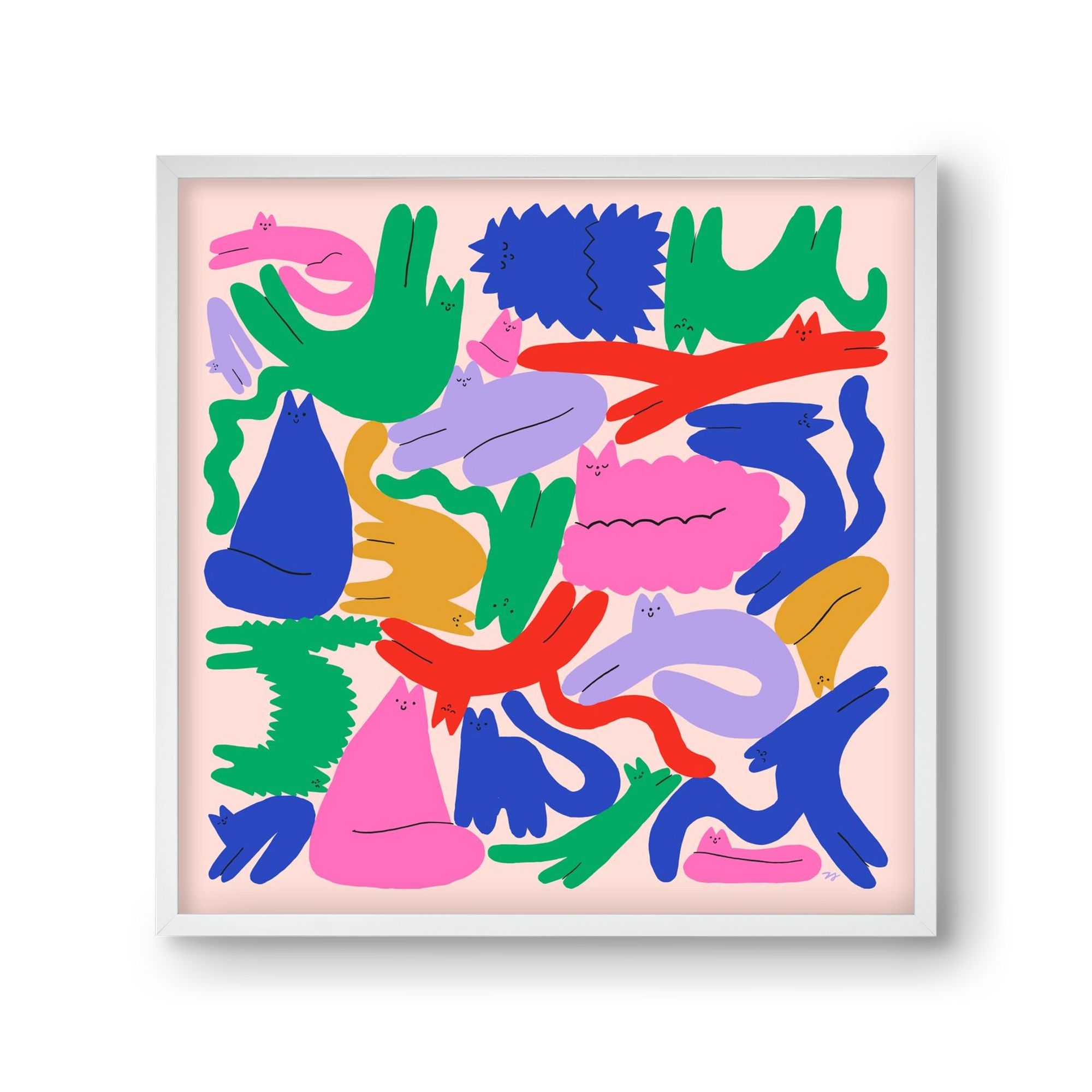 Colorful Cats, 30x30 cm (30x30 cm), Fehér keret