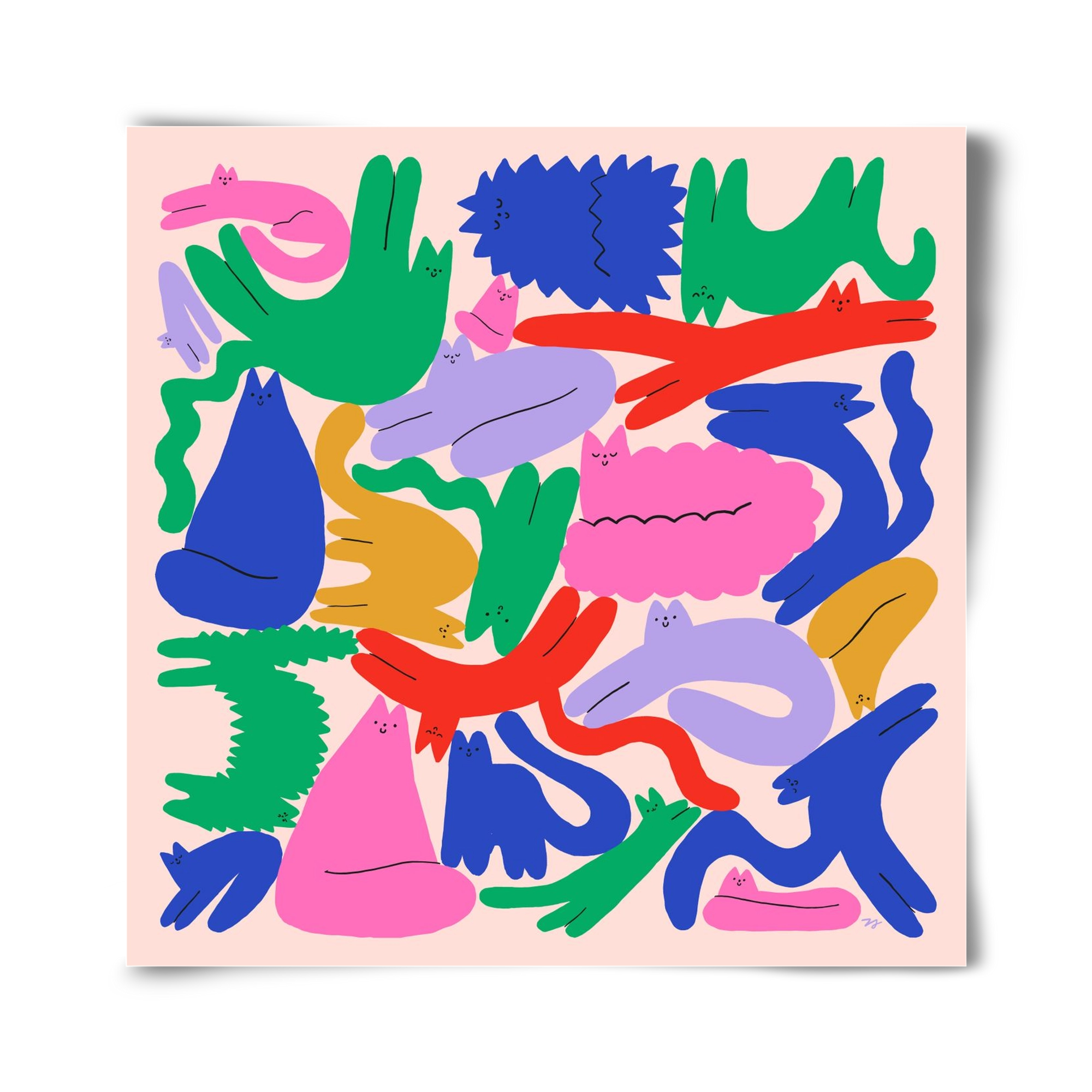 Colorful Cats, 40x40 cm, Keret nélkül