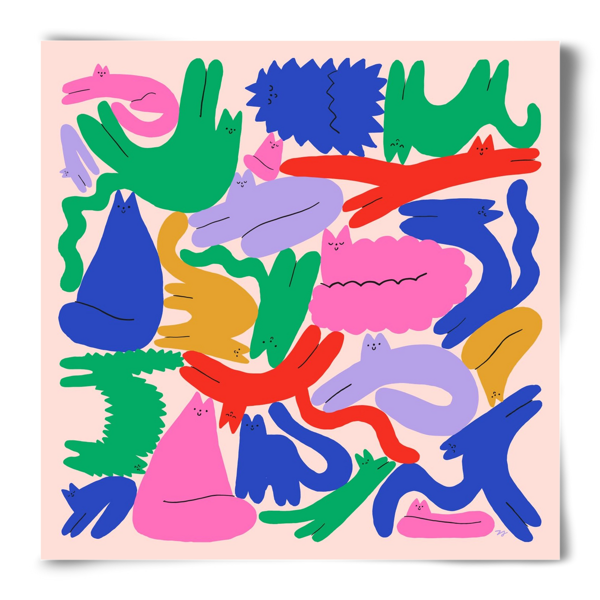 Colorful Cats, 50x50 cm, Keret nélkül