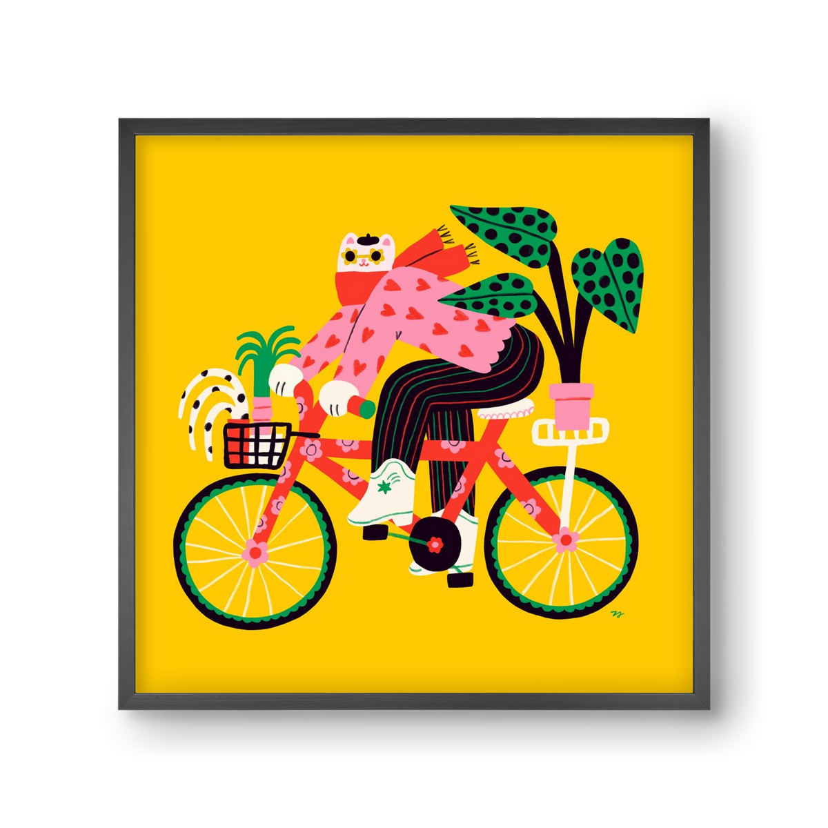 Biking Cat, 30x30 cm (30x30 cm), Fekete keret
