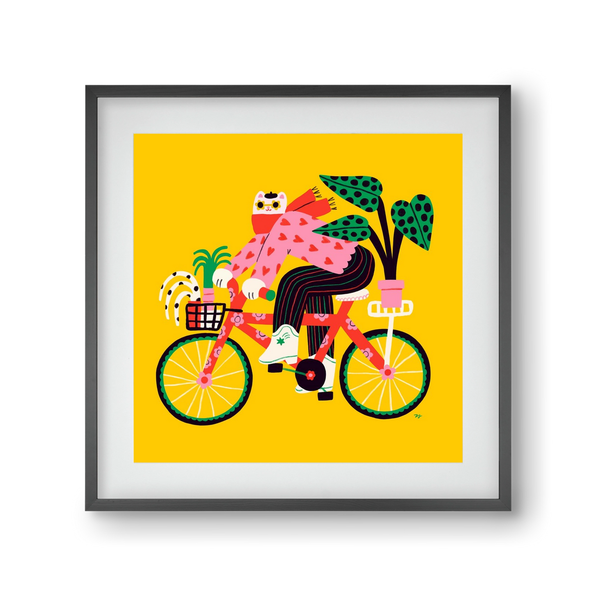 Biking Cat, 30x30 cm (20x20 cm), Fekete keret, paszpartuval