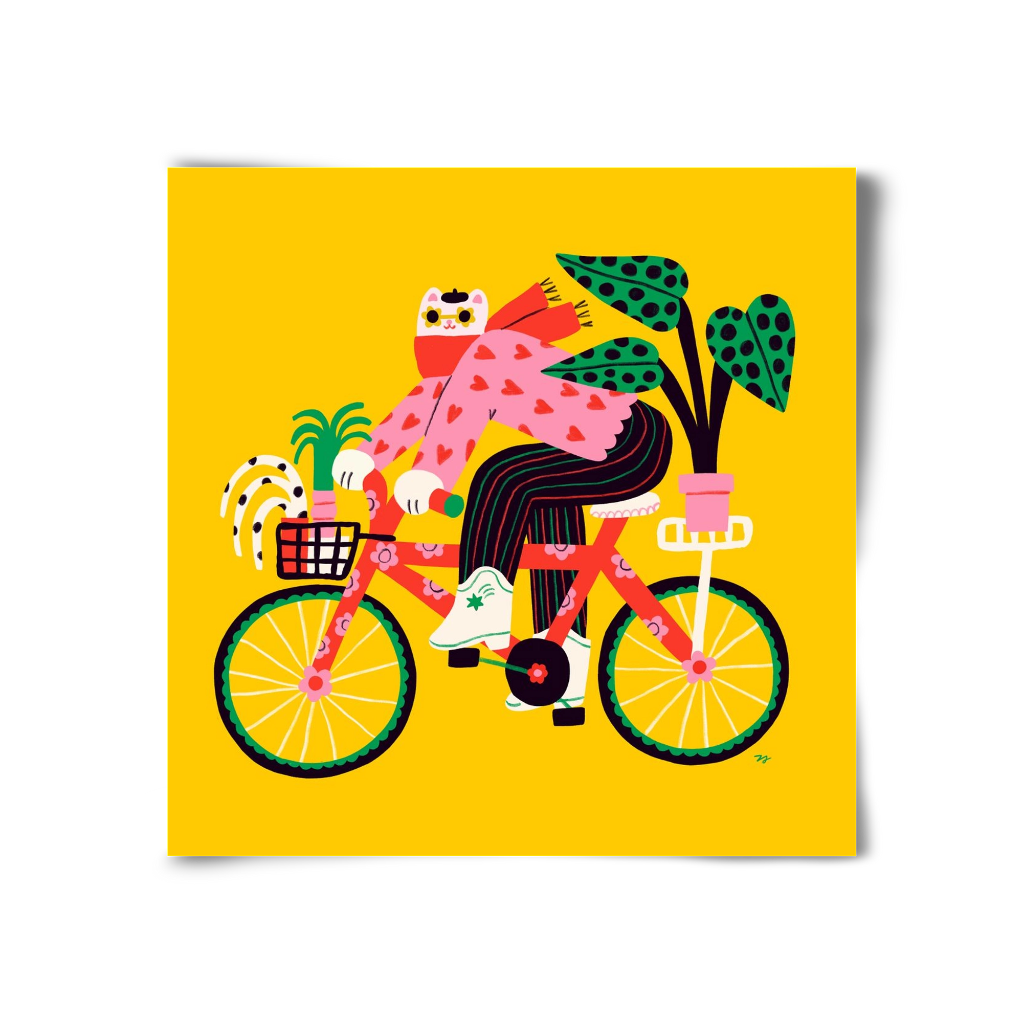 Biking Cat, 30x30 cm, Keret nélkül
