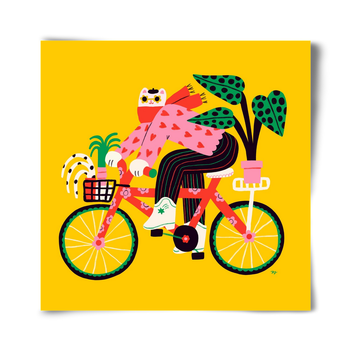 Biking Cat, 40x40 cm, Keret nélkül