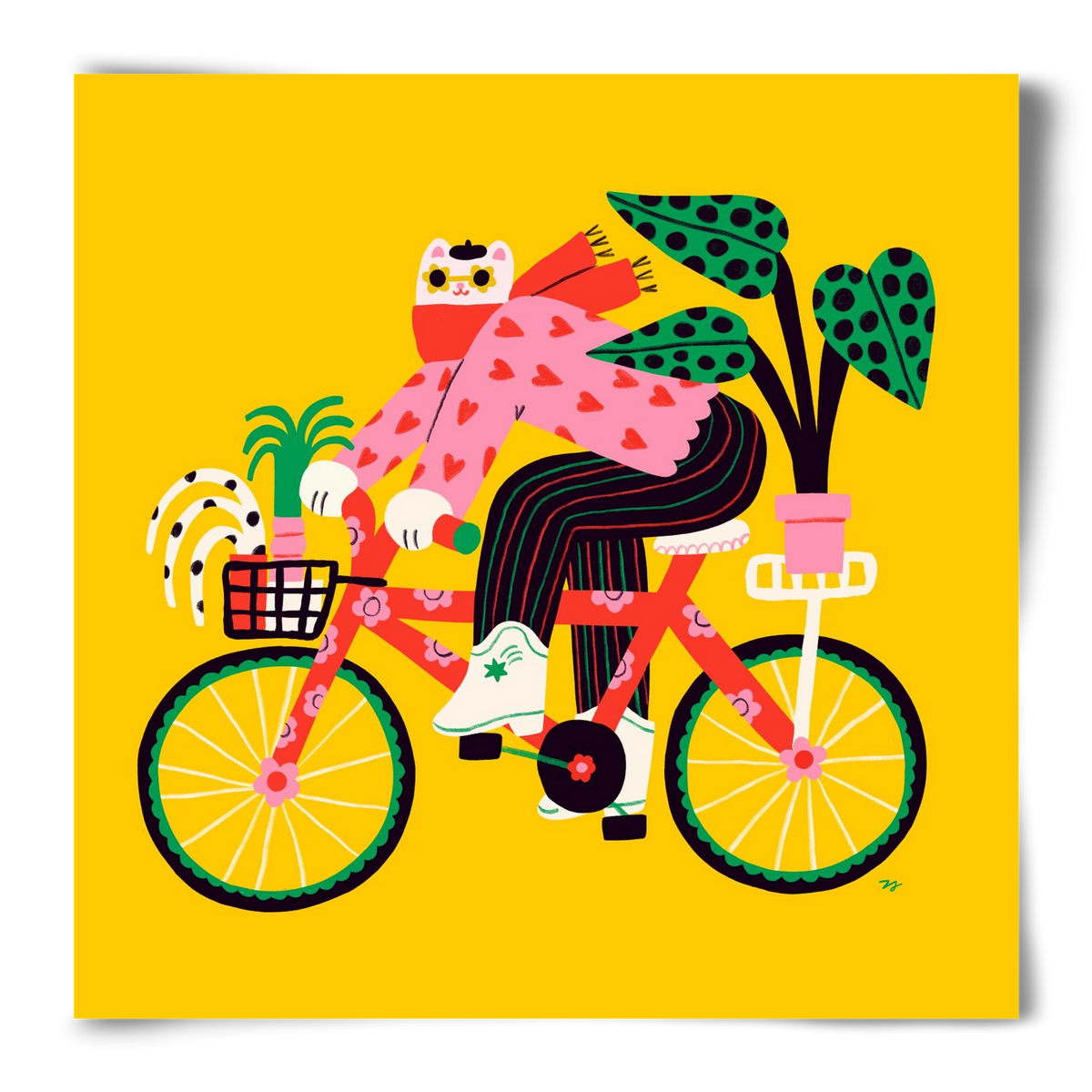 Biking Cat, 50x50 cm, Keret nélkül