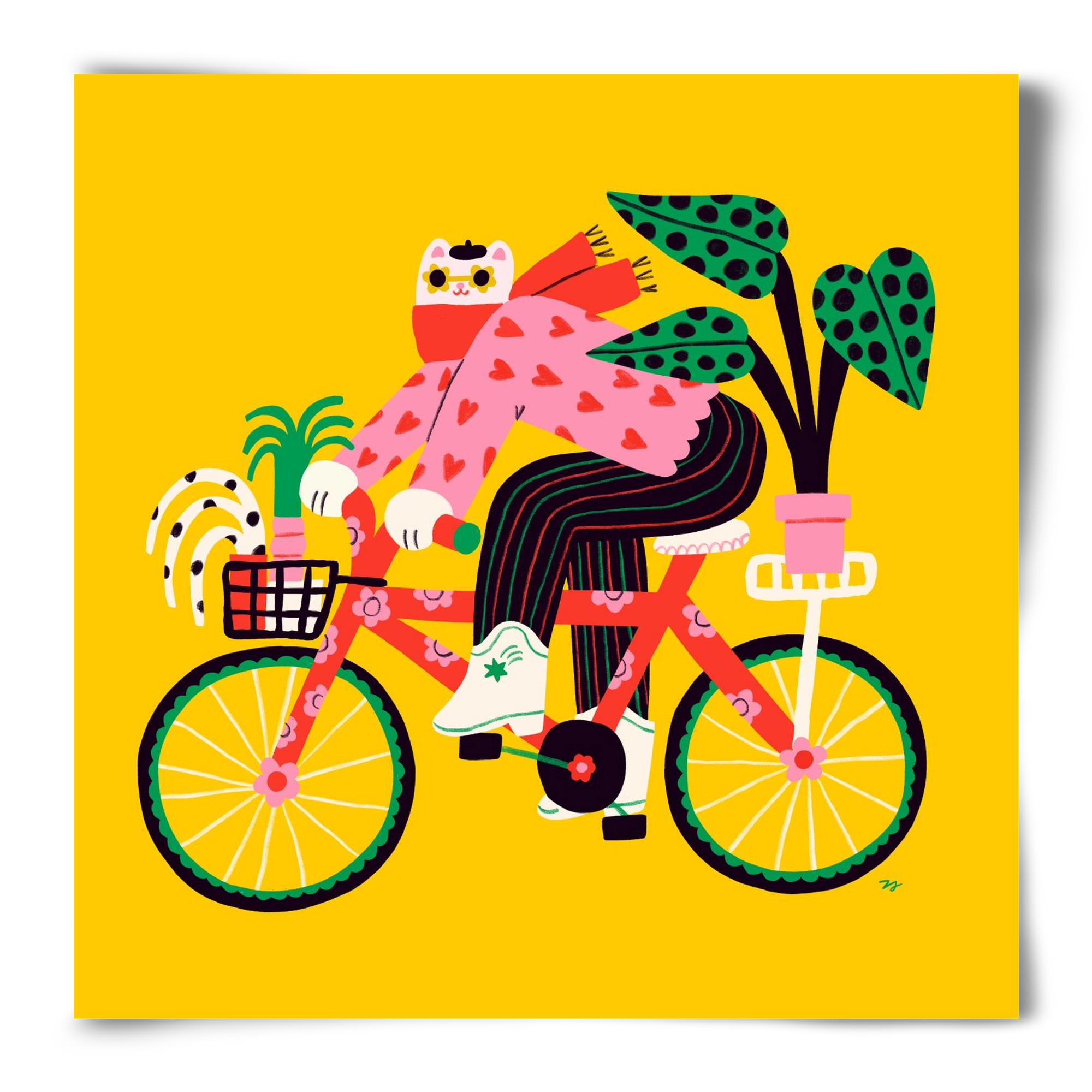 Biking Cat, 50x50 cm, Keret nélkül