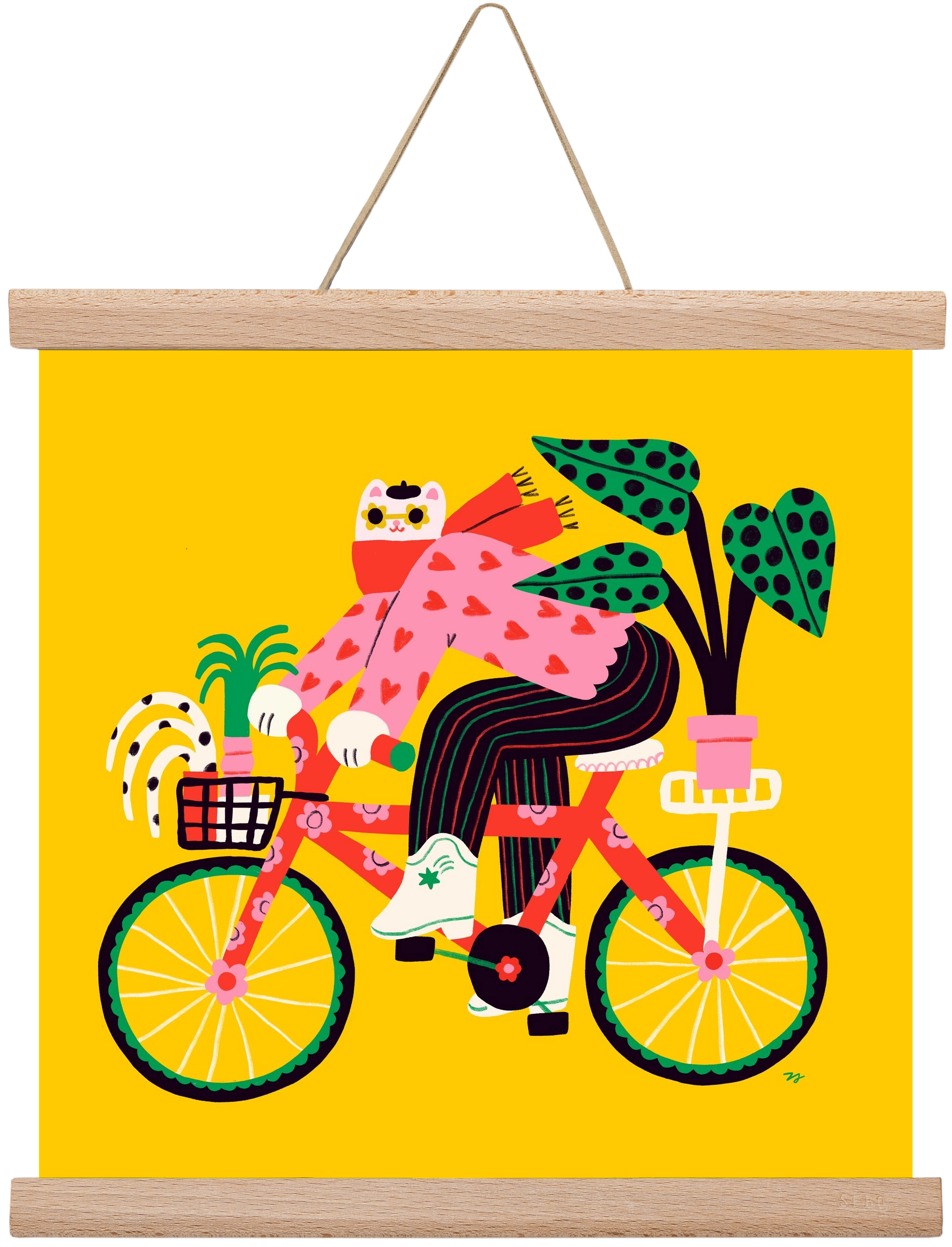 Biking Cat, 30x30 cm (30x30 cm), Tölgy akasztó