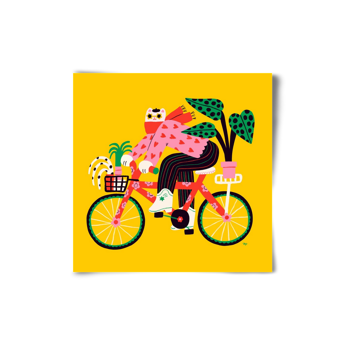 Biking Cat, 20x20 cm, Keret nélkül