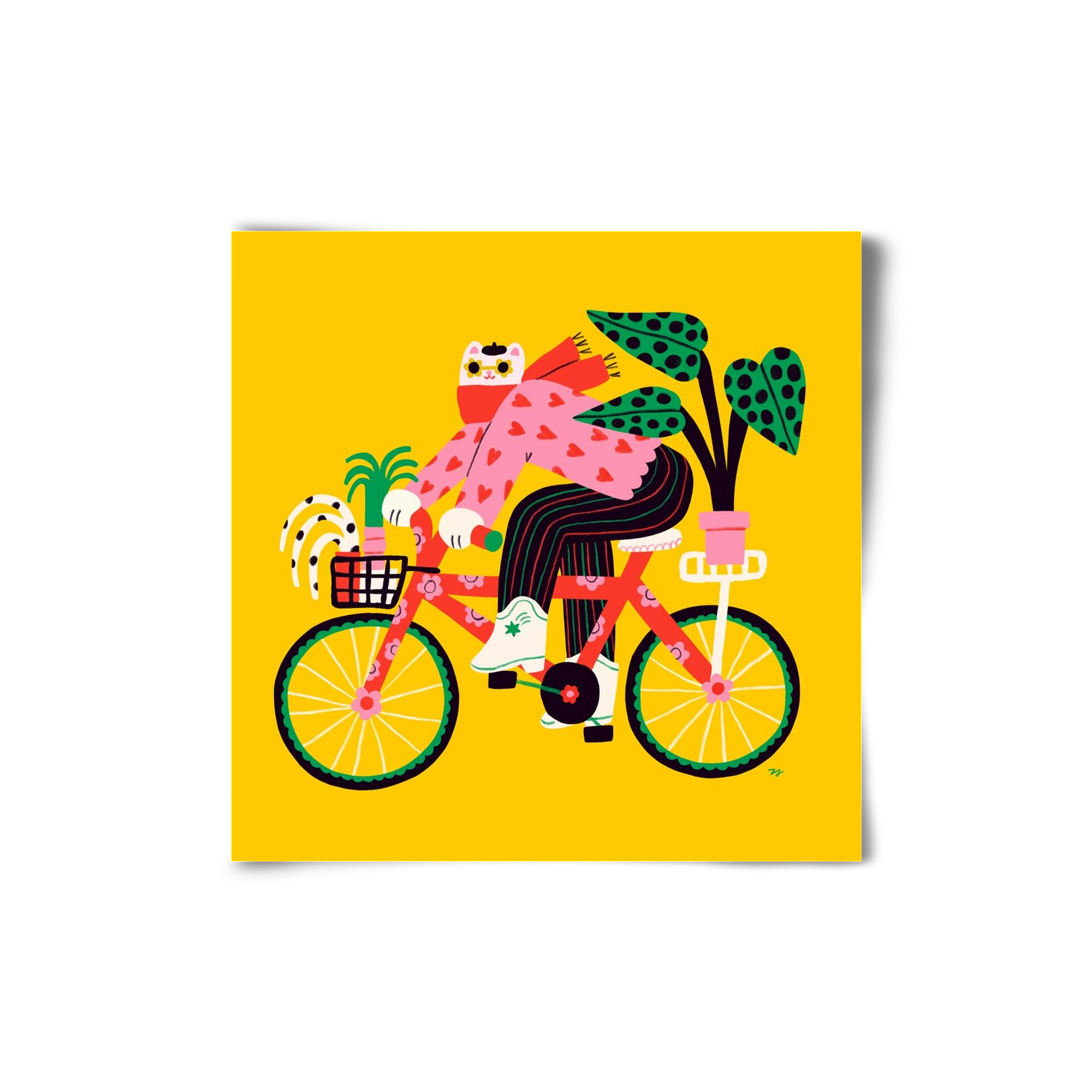 Biking Cat, 20x20 cm, Keret nélkül