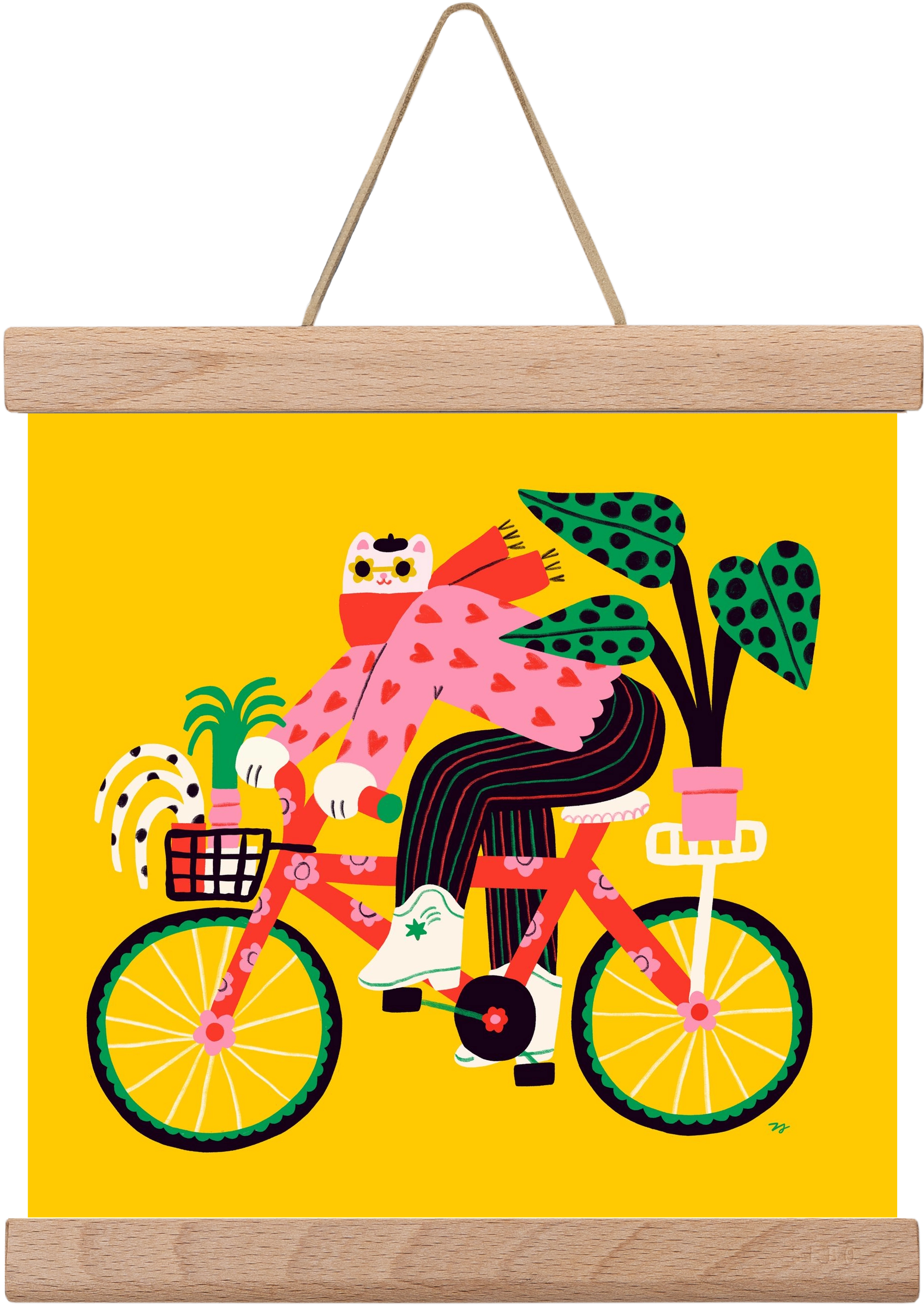 Biking Cat, 20x20 cm (20x20 cm), Tölgy akasztó