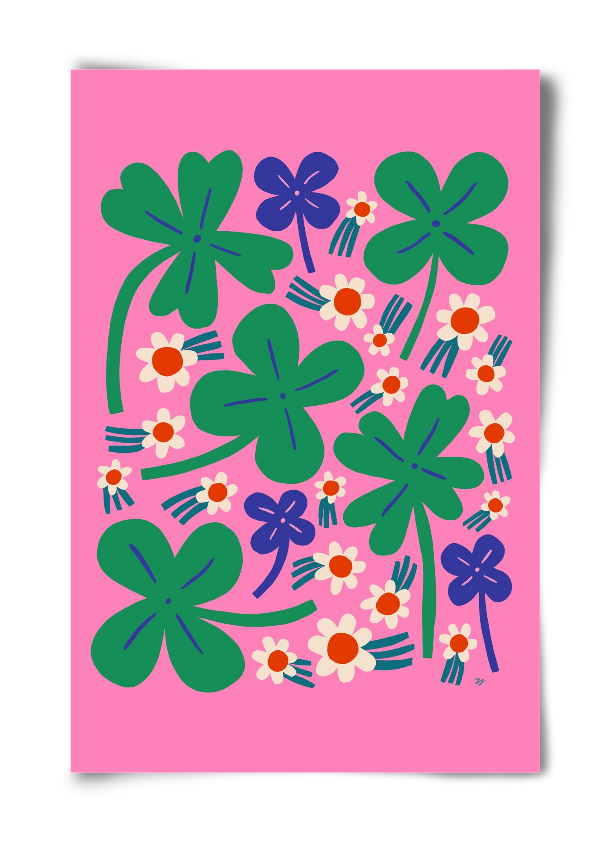 Happy Clovers and Flowers , 40x60 cm, Keret nélkül