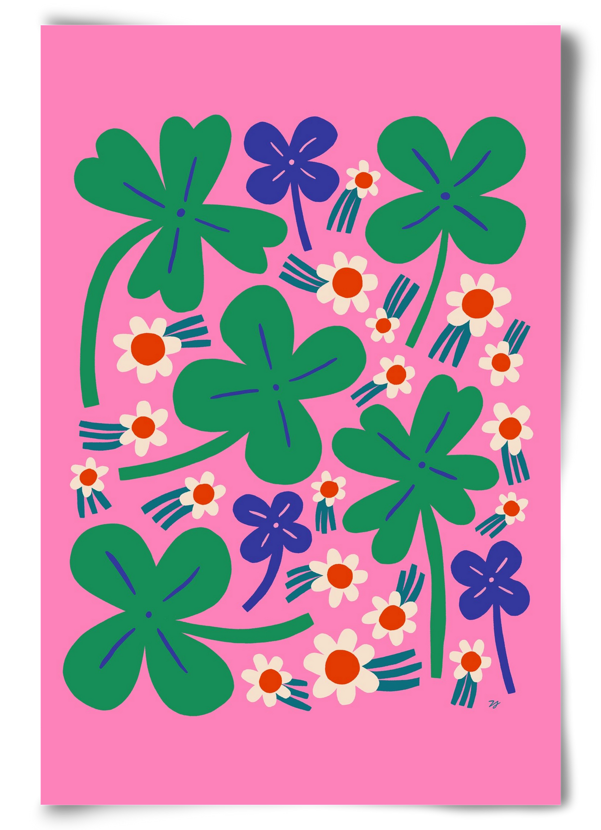 Happy Clovers and Flowers , 60x90 cm, Keret nélkül
