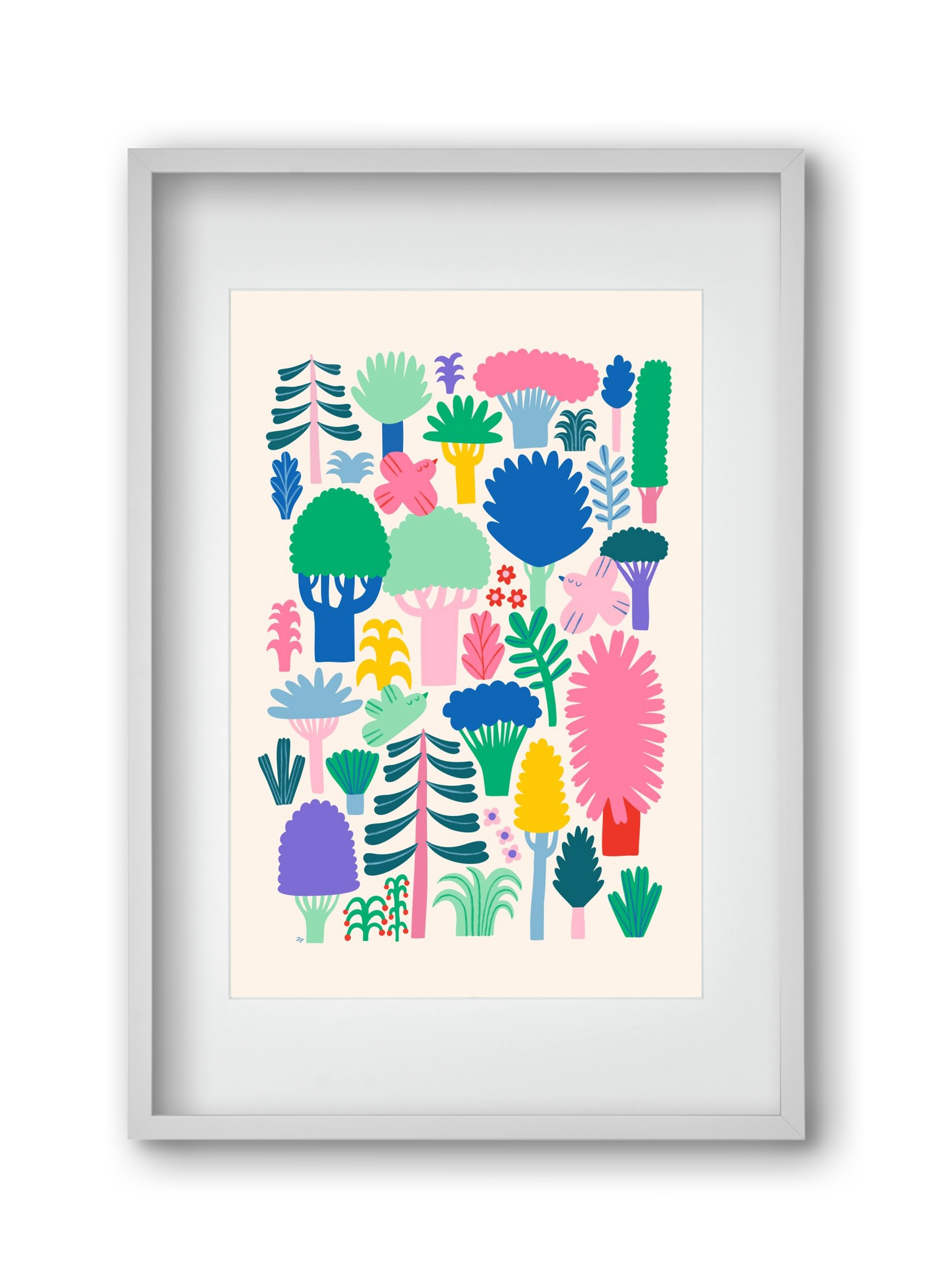 Colorful Forest, 30x45 cm (20x30 cm), Fehér keret, paszpartuval