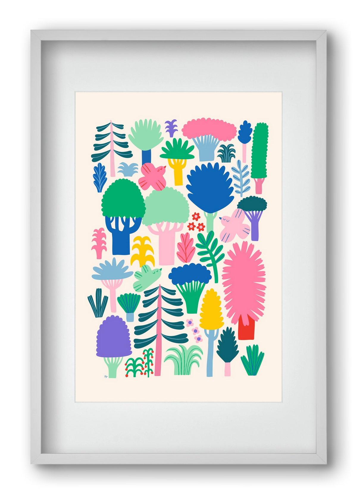 Colorful Forest, 40x60 cm (30x45 cm), Fehér keret, paszpartuval