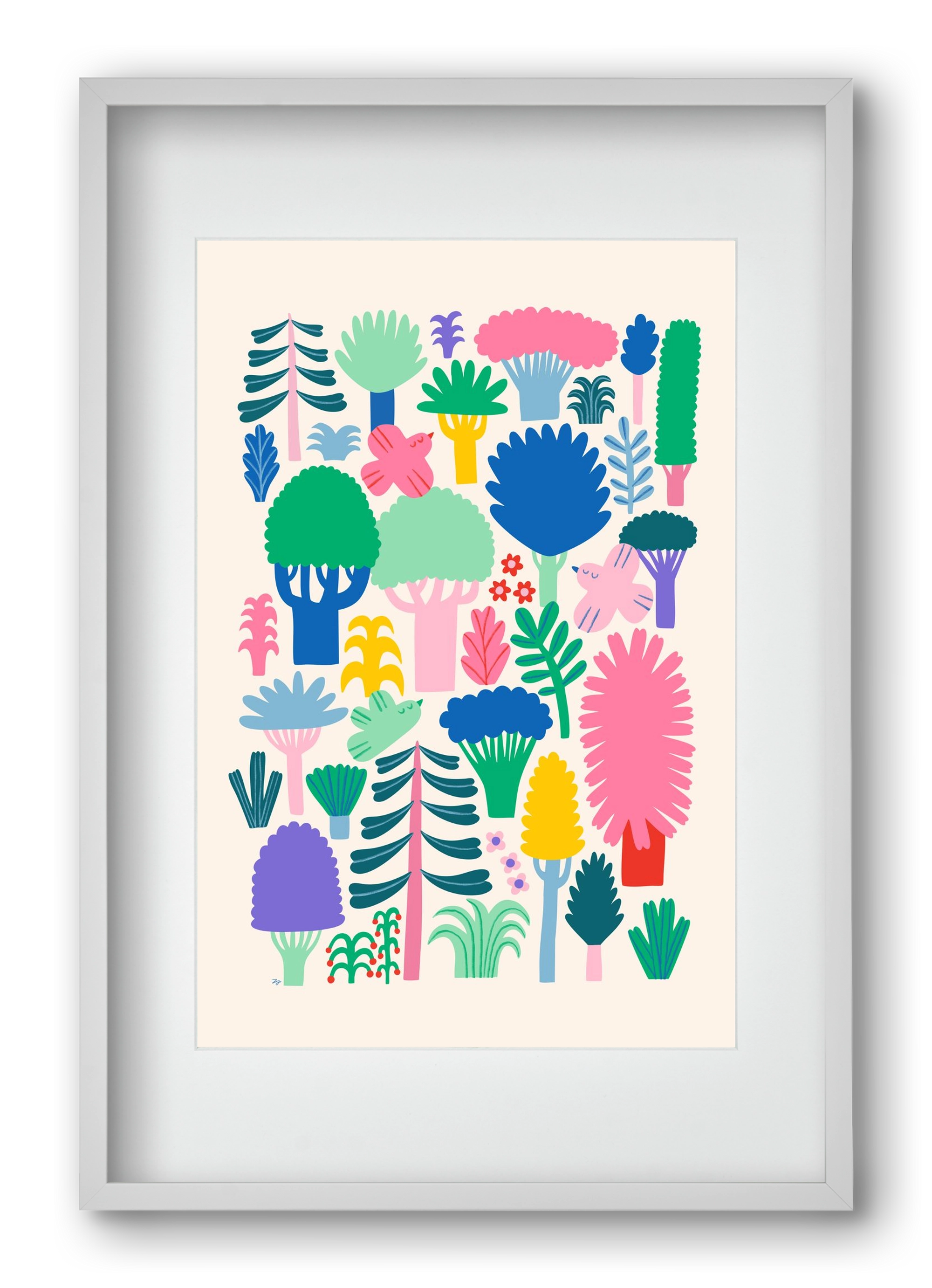 Colorful Forest, 40x60 cm (30x45 cm), Fehér keret, paszpartuval