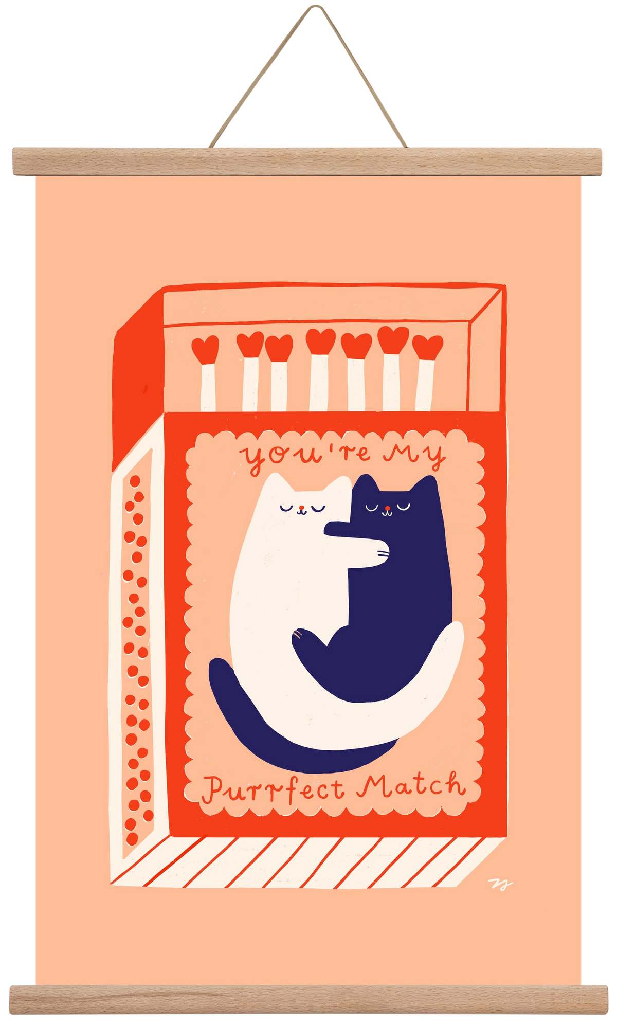 You are My Purrfect Match, 40x60 cm (40x60 cm), Tölgy akasztó