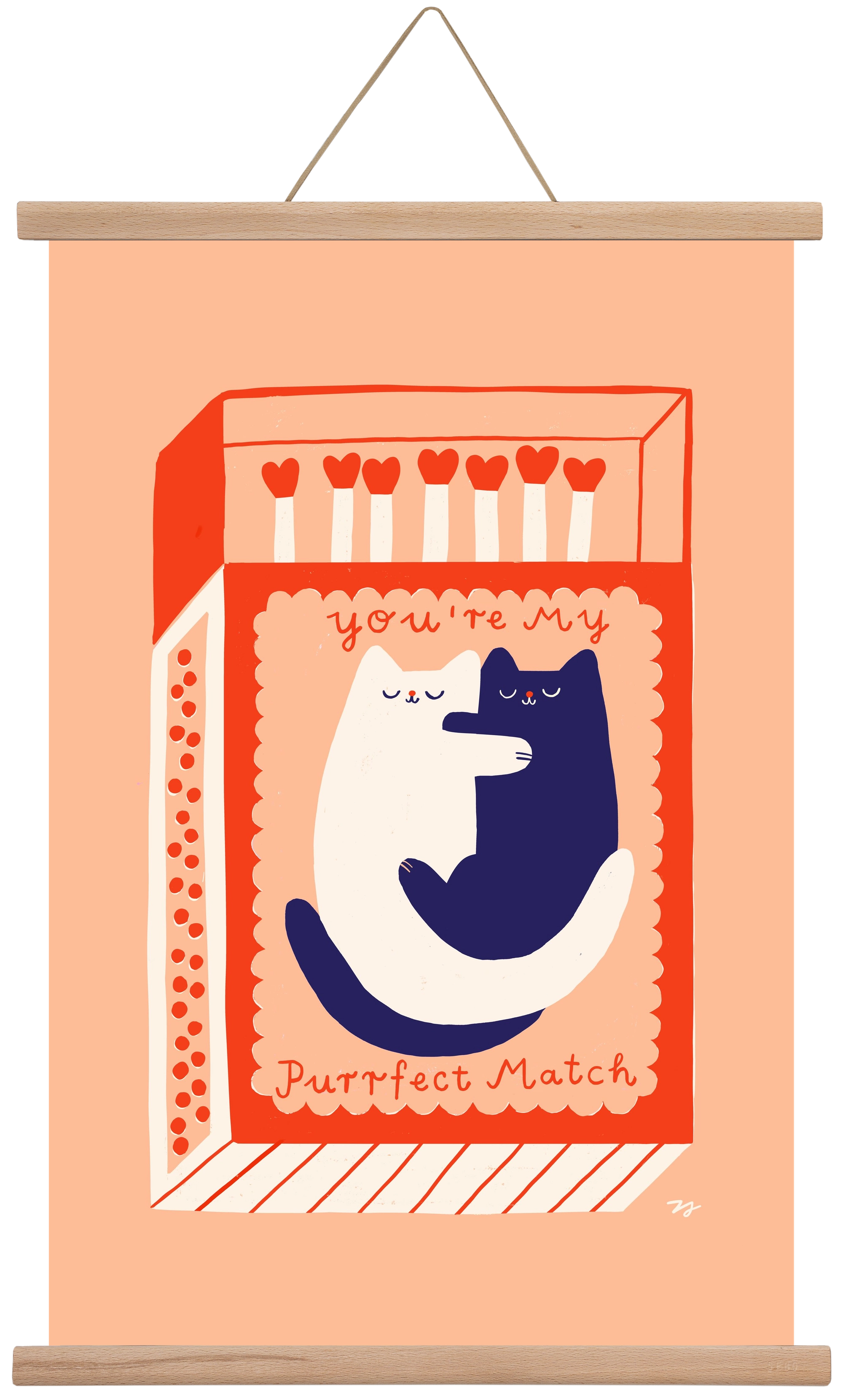 You are My Purrfect Match, 40x60 cm (40x60 cm), Tölgy akasztó