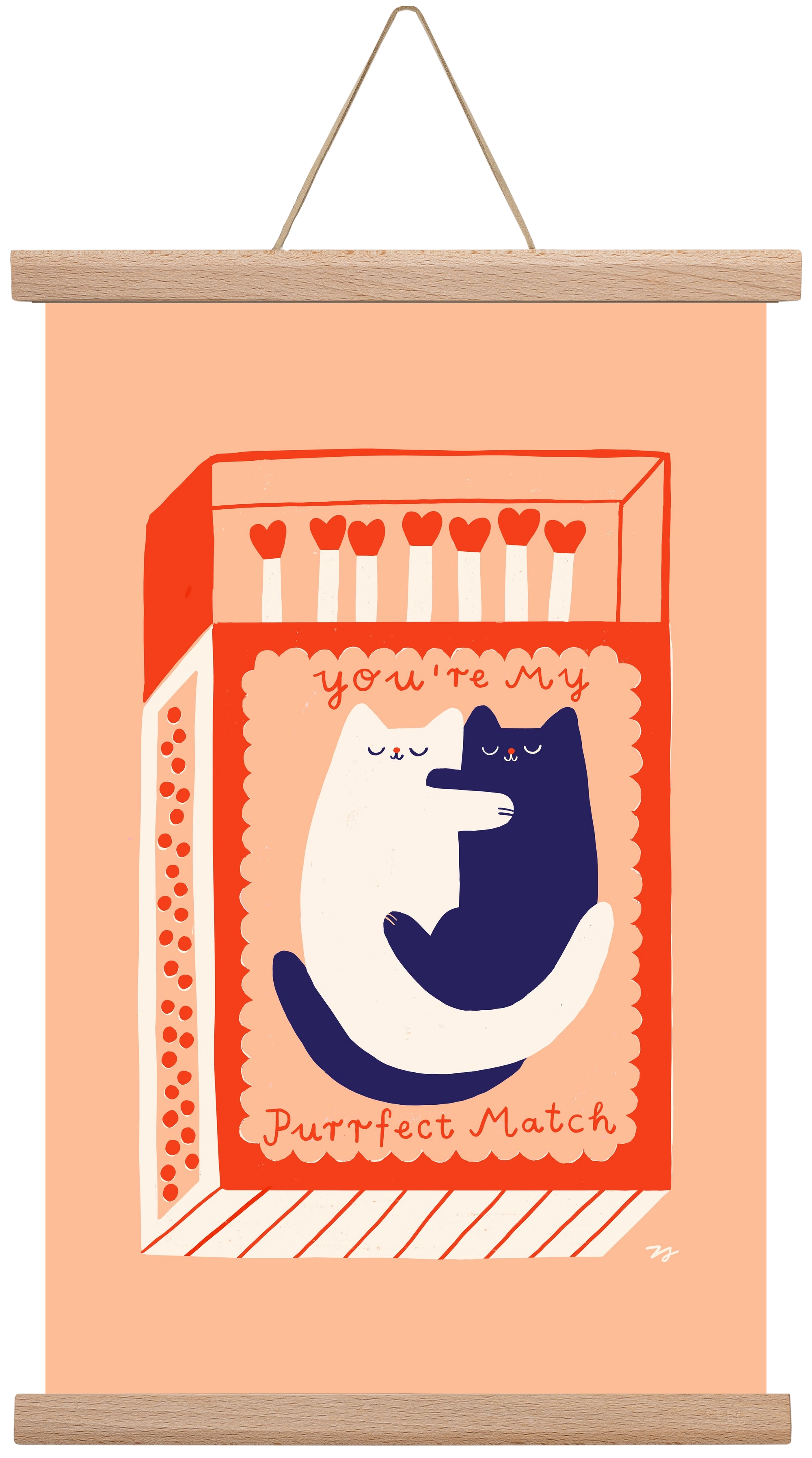 You are My Purrfect Match, 30x45 cm (30x45 cm), Tölgy akasztó