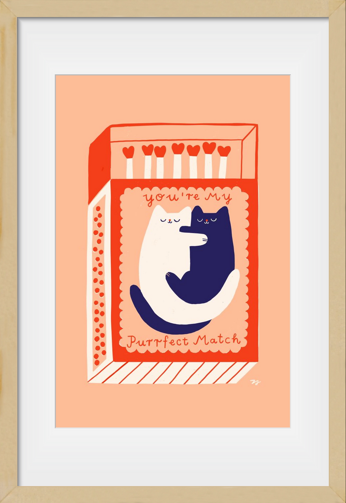 You are My Purrfect Match, 40x60 cm (30x45 cm), Tölgy keret, paszpartuval