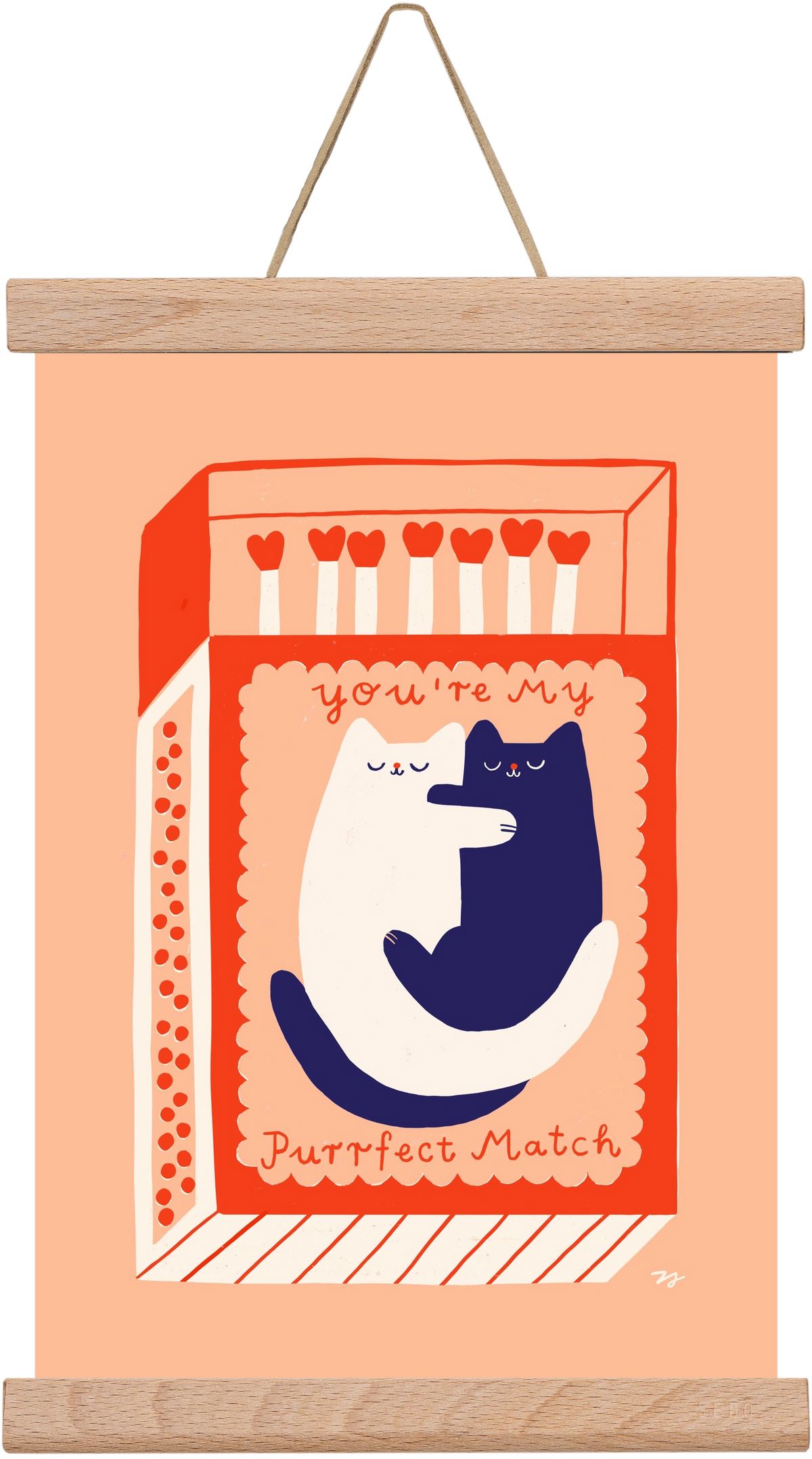 You are My Purrfect Match, 20x30 cm (20x30 cm), Tölgy akasztó