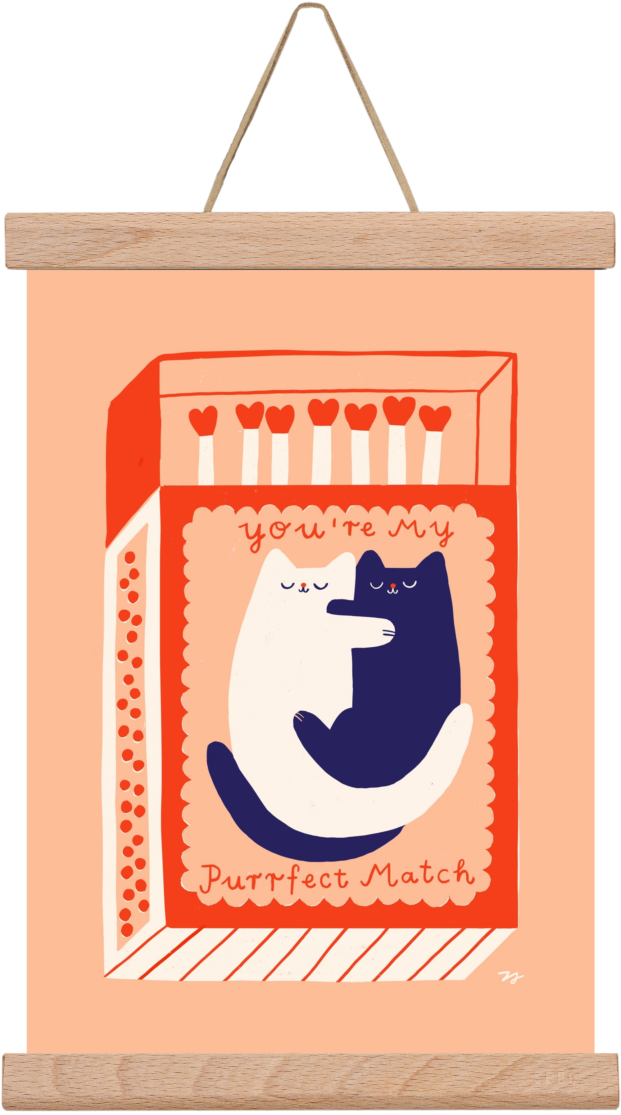 You are My Purrfect Match, 20x30 cm (20x30 cm), Tölgy akasztó