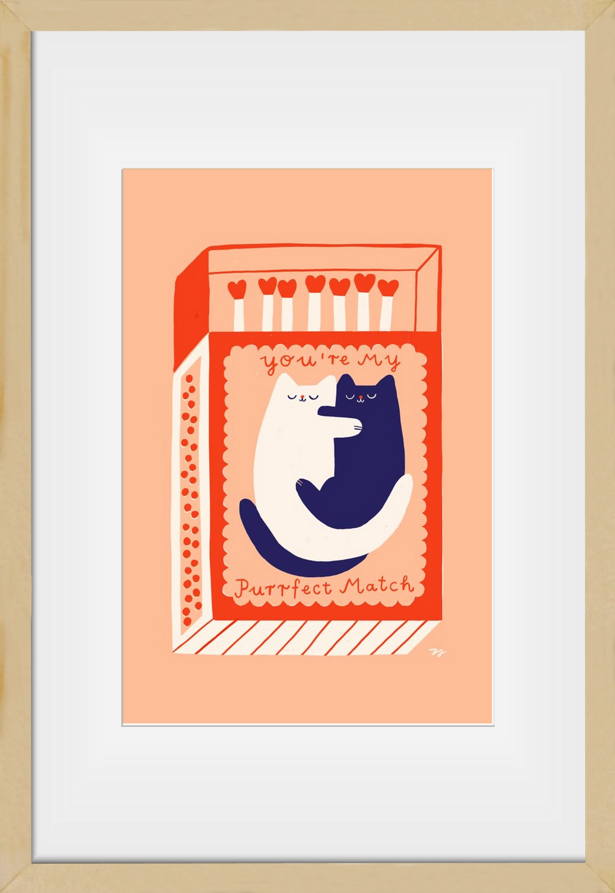 You are My Purrfect Match, 30x45 cm (20x30 cm), Tölgy keret, paszpartuval