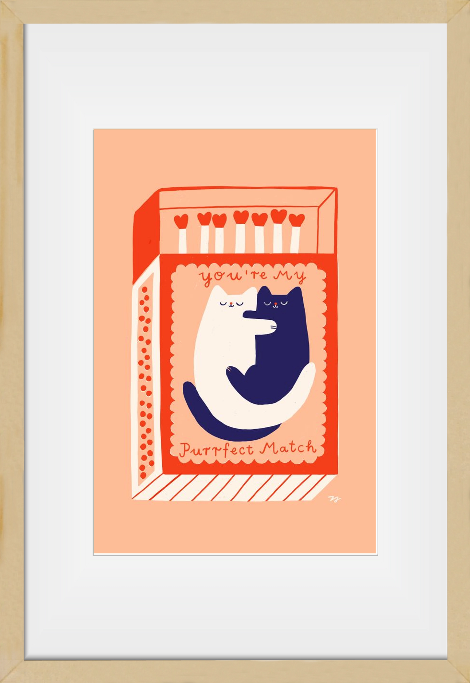 You are My Purrfect Match, 30x45 cm (20x30 cm), Tölgy keret, paszpartuval