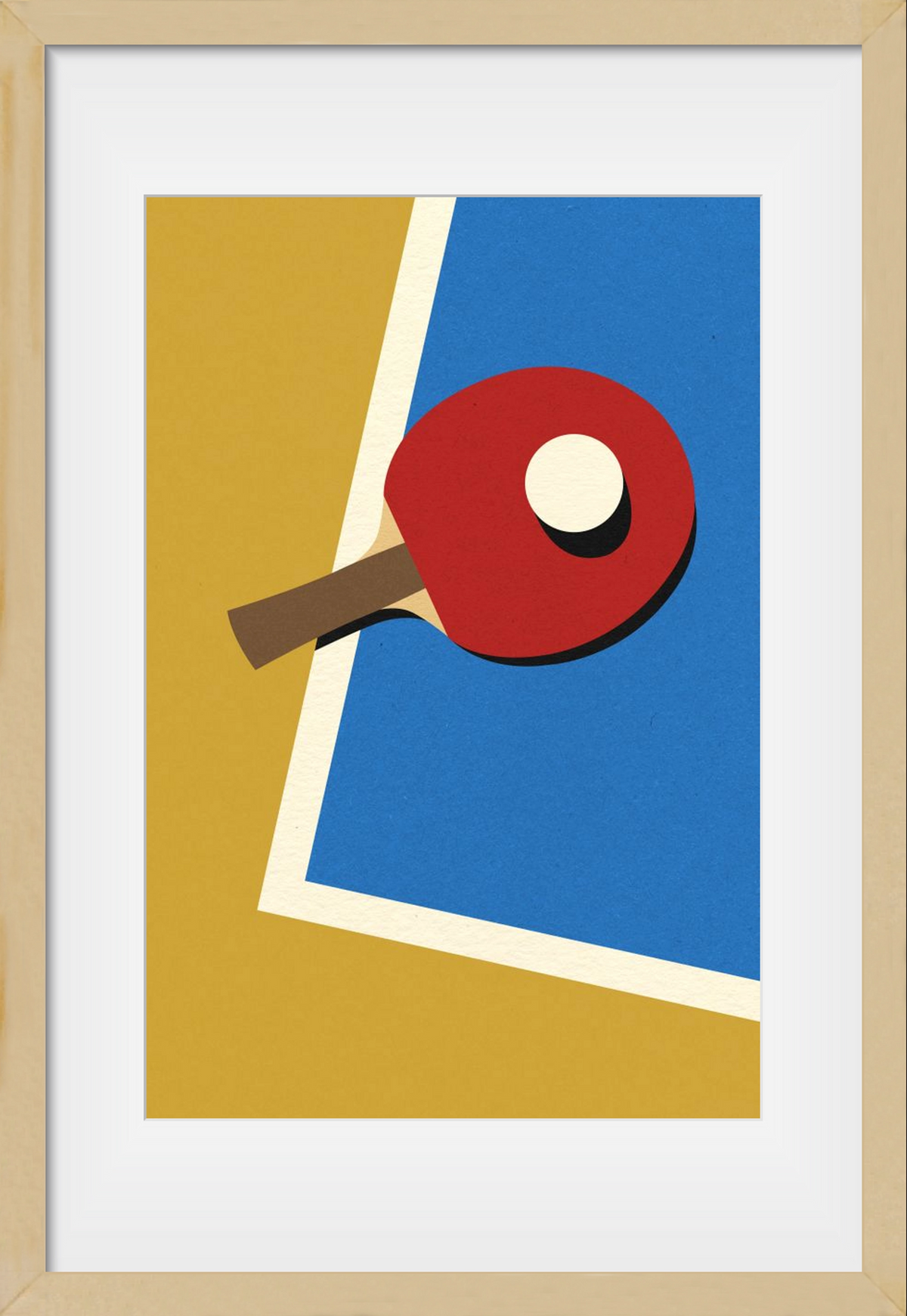 Table Tennis Team Red, 40x60 cm (30x45 cm), Tölgy keret, paszpartuval