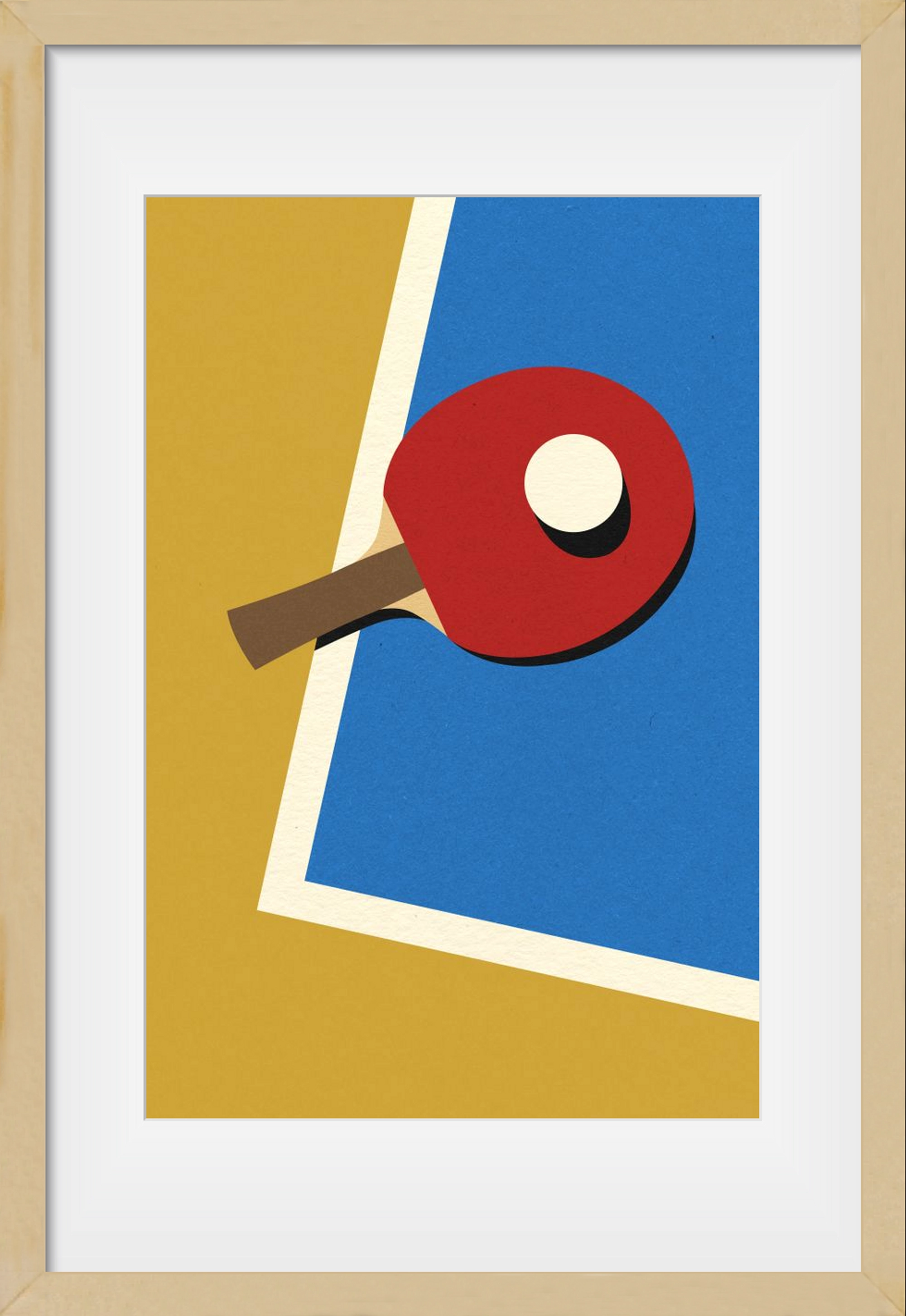 Table Tennis Team Red, 40x60 cm (30x45 cm), Tölgy keret, paszpartuval