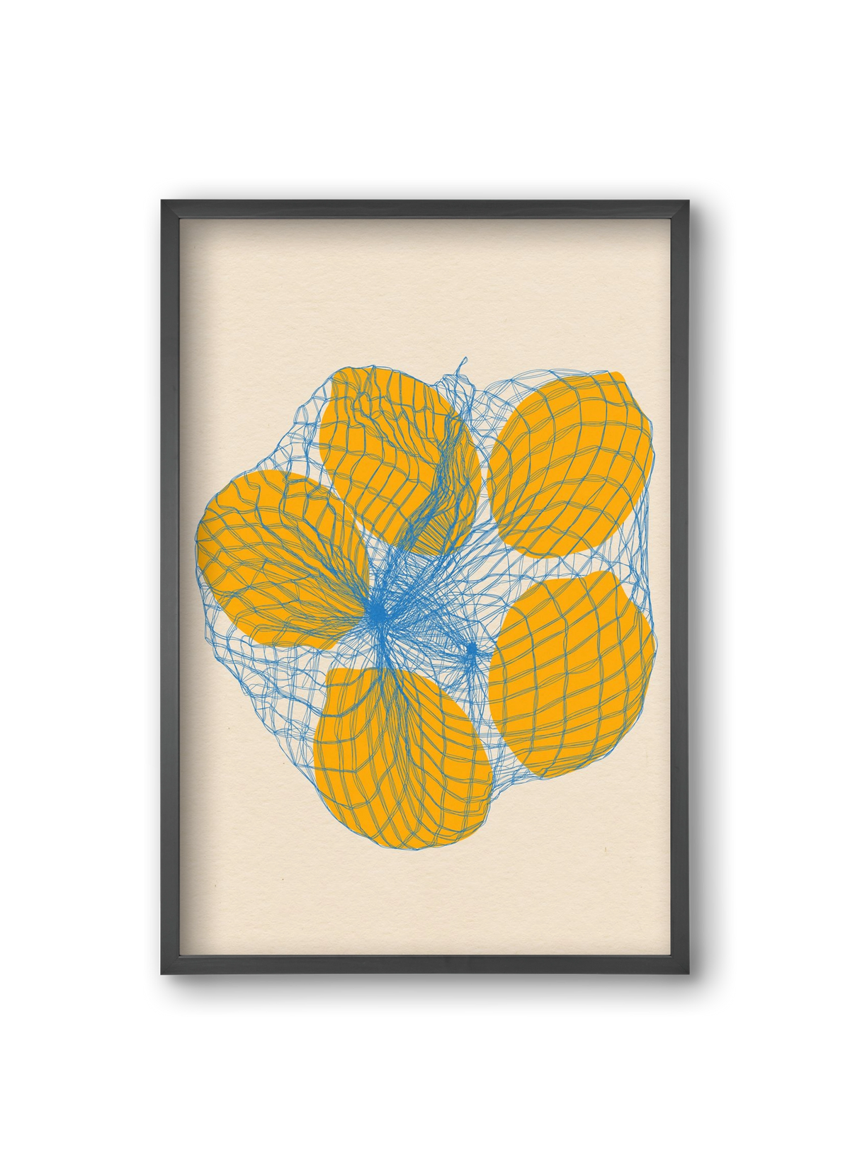 five lemons in a net bag, 20x30 cm (20x30 cm), Fekete keret
