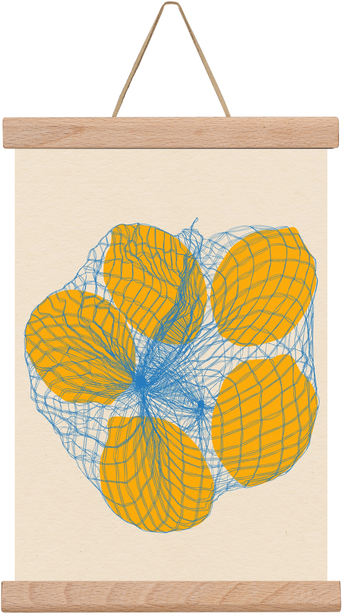 five lemons in a net bag, 20x30 cm (20x30 cm), Tölgy akasztó