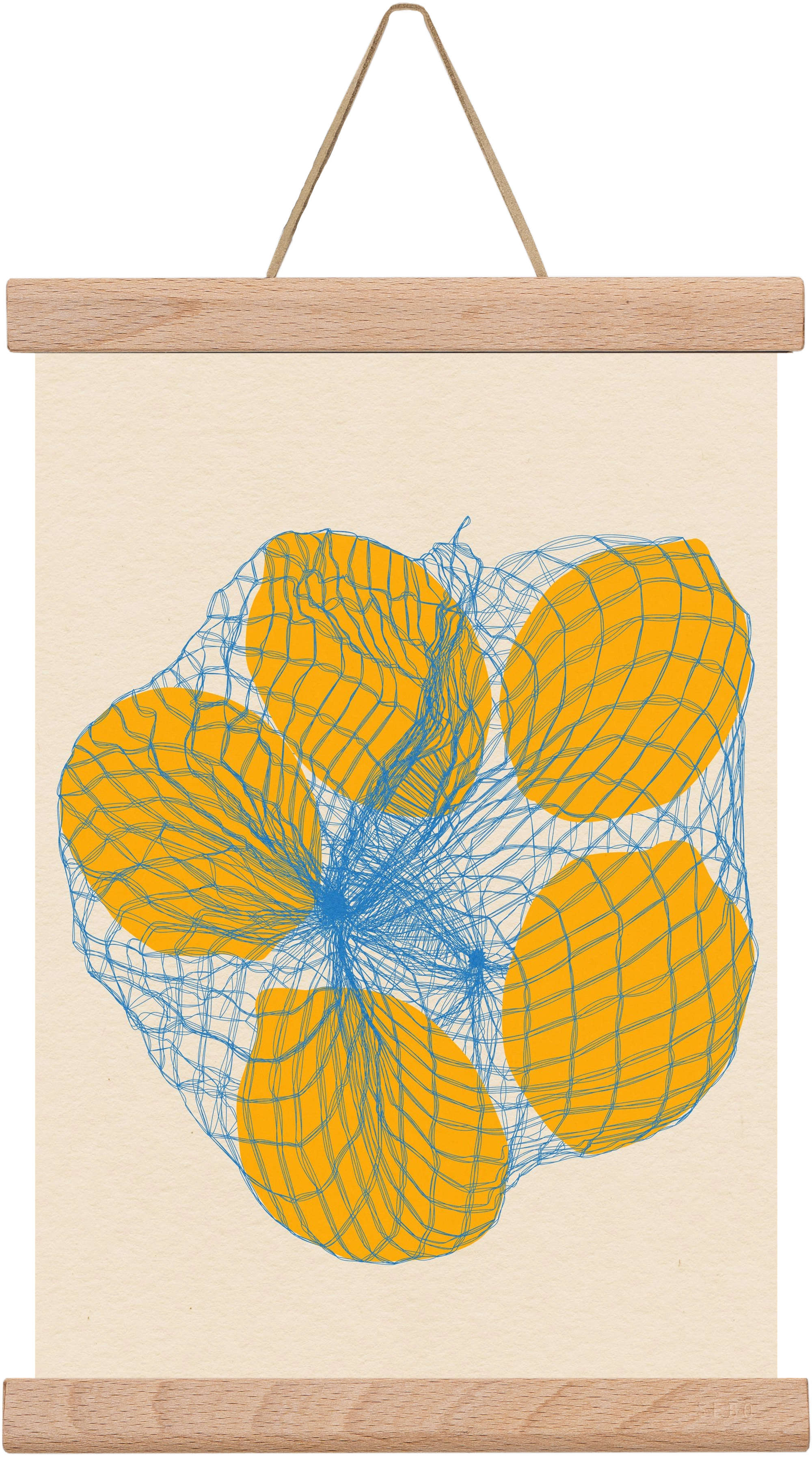 five lemons in a net bag, 20x30 cm (20x30 cm), Tölgy akasztó