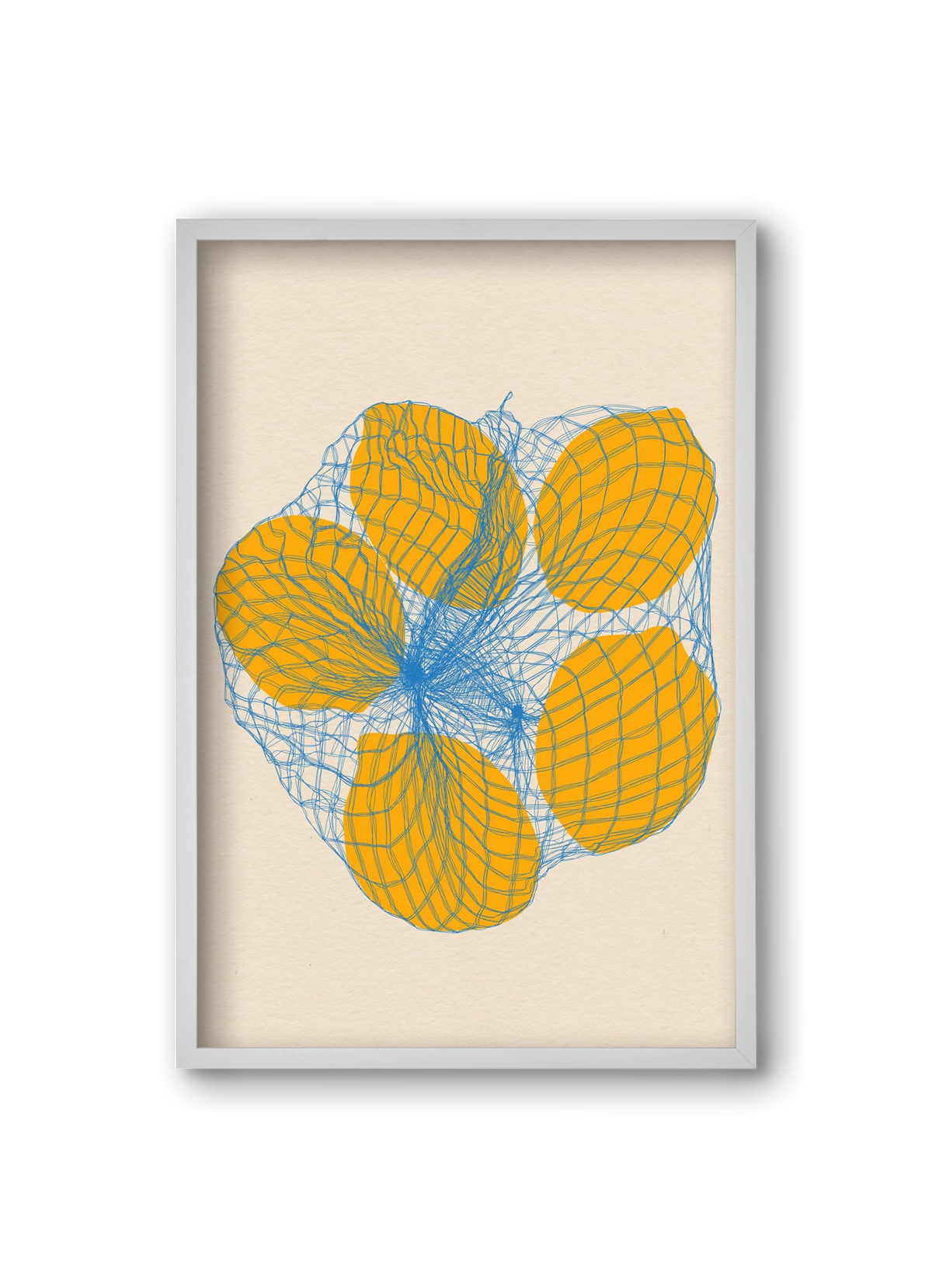 five lemons in a net bag, 20x30 cm (20x30 cm), Fehér keret