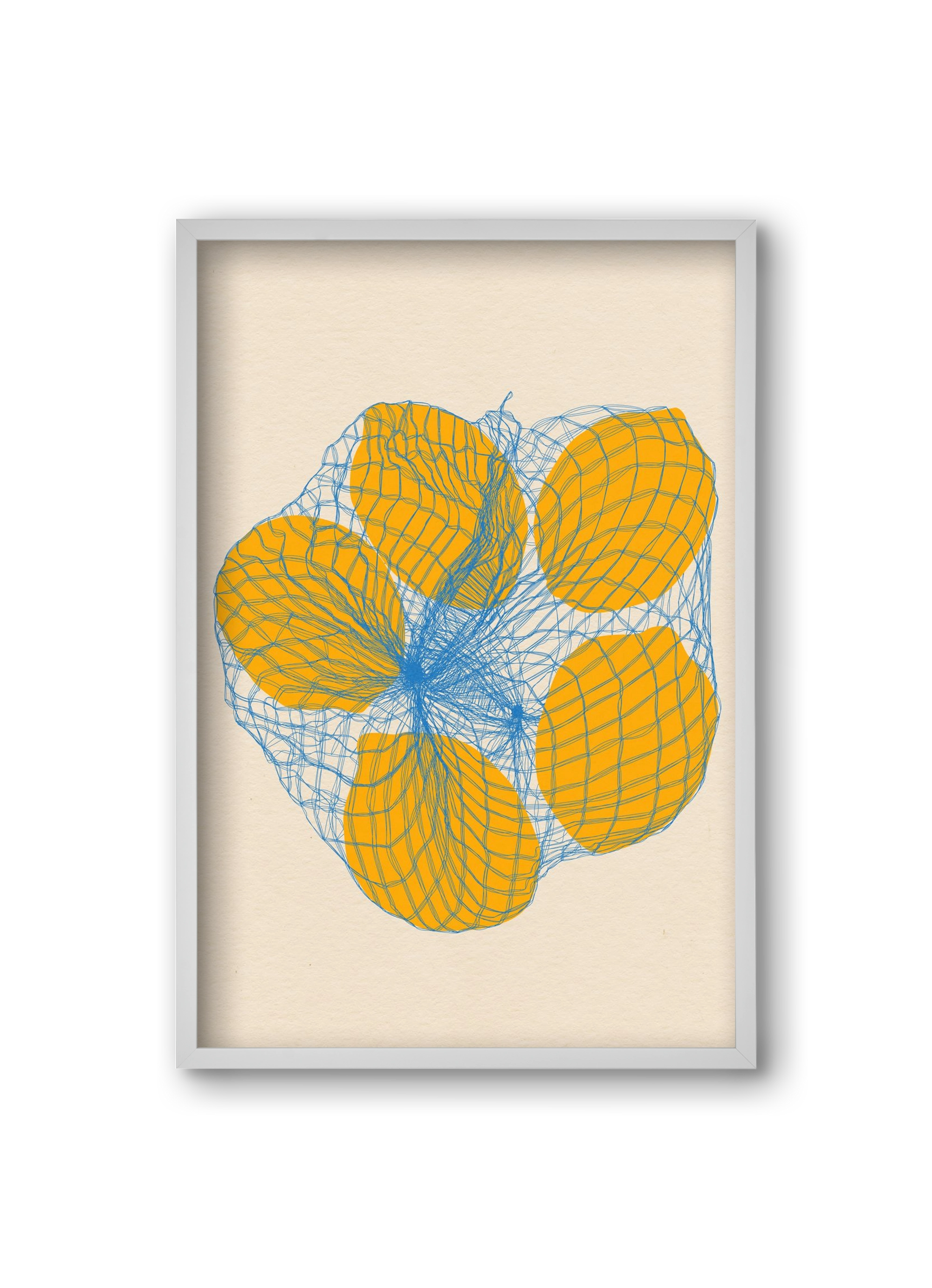 five lemons in a net bag, 20x30 cm (20x30 cm), Fehér keret
