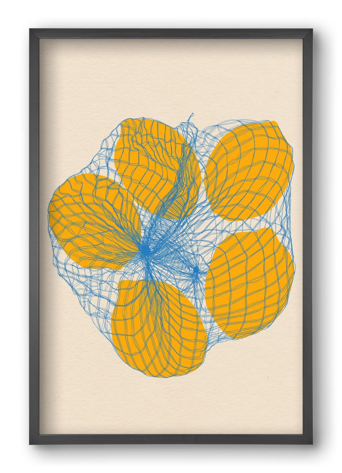 five lemons in a net bag, 40x60 cm (40x60 cm), Fekete keret