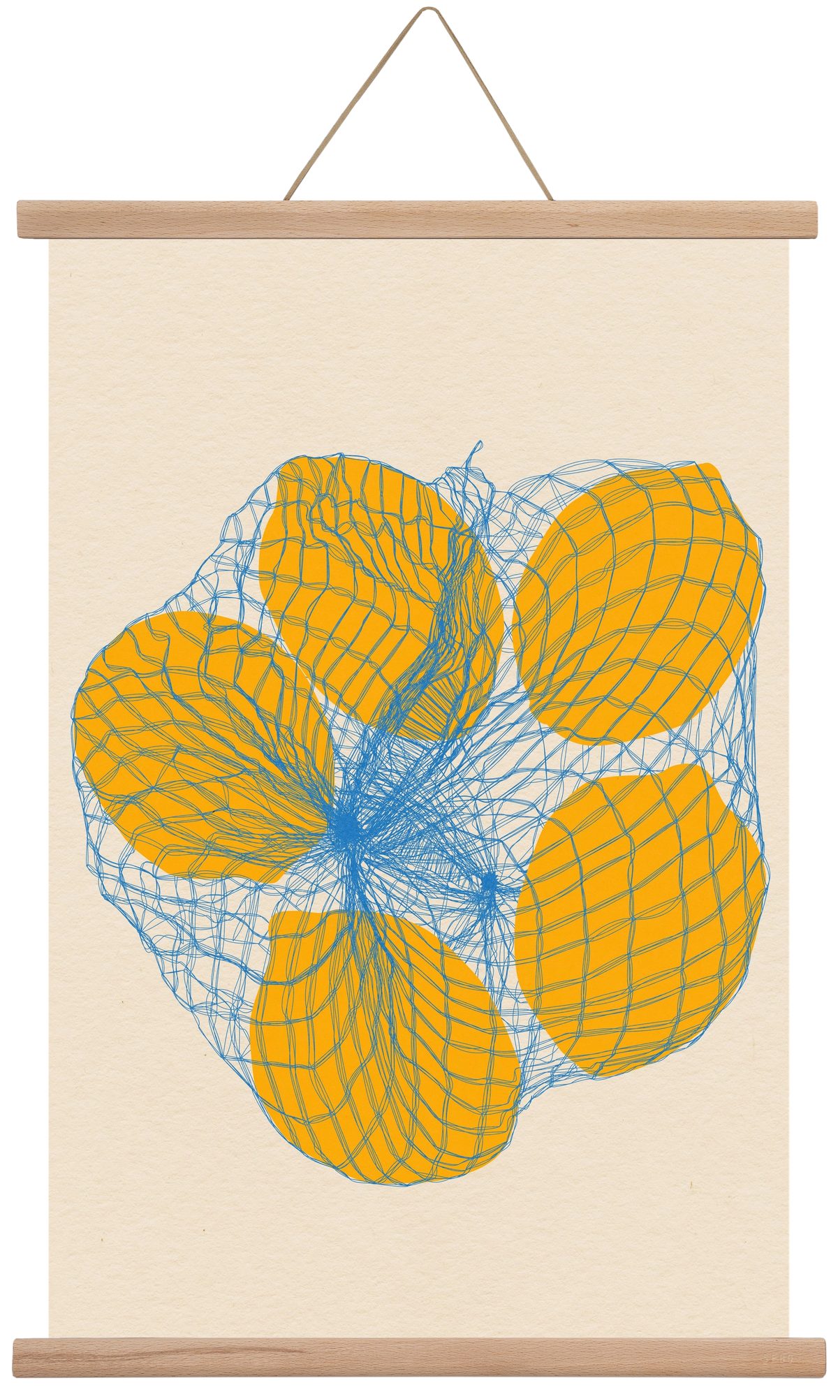 five lemons in a net bag, 40x60 cm (40x60 cm), Tölgy akasztó