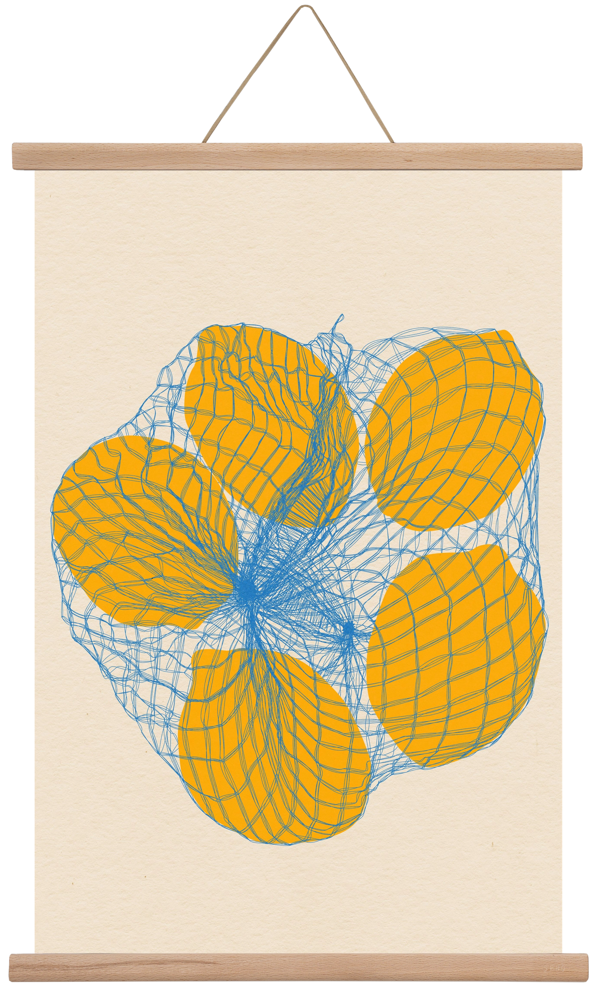 five lemons in a net bag, 40x60 cm (40x60 cm), Tölgy akasztó