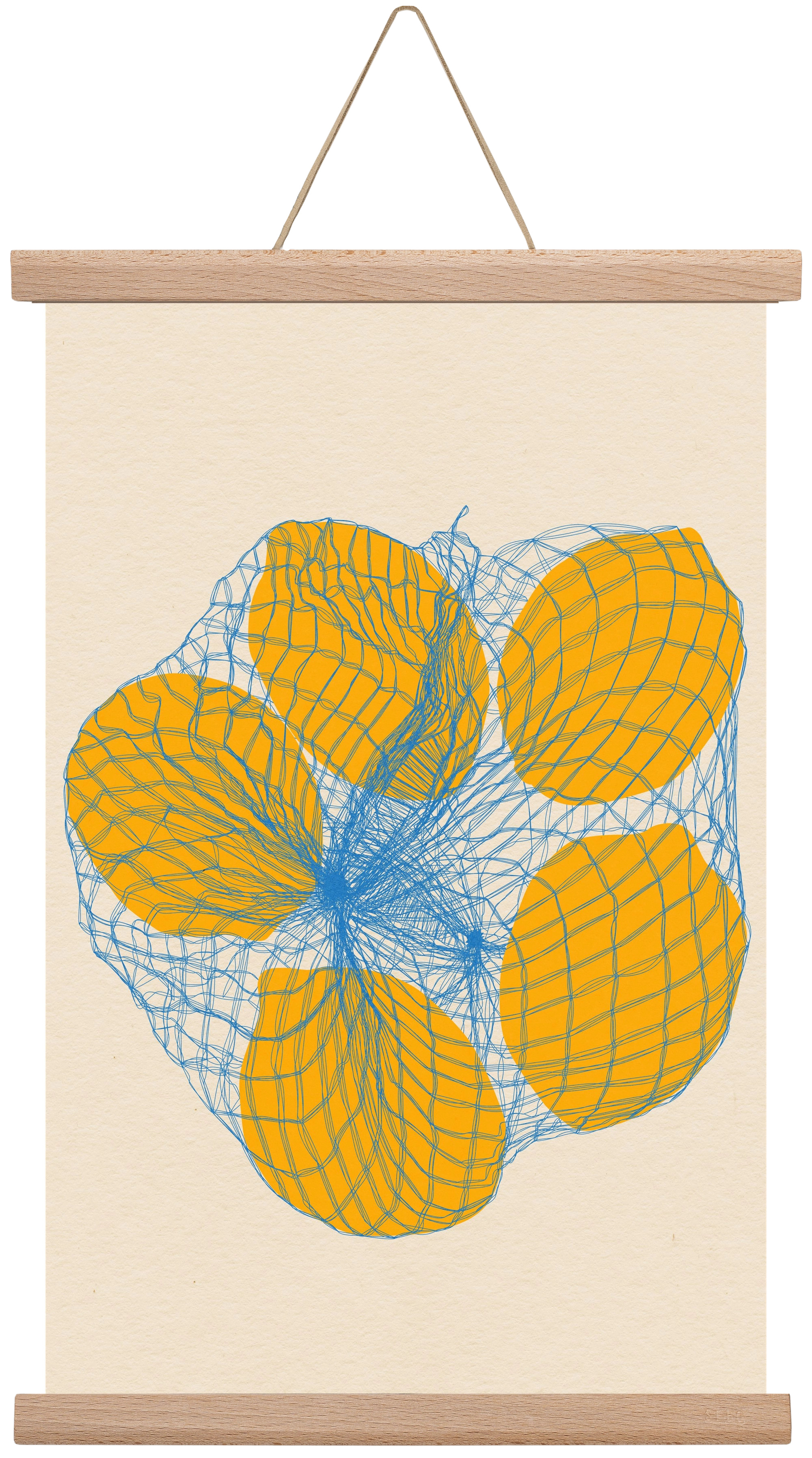five lemons in a net bag, 30x45 cm (30x45 cm), Tölgy akasztó