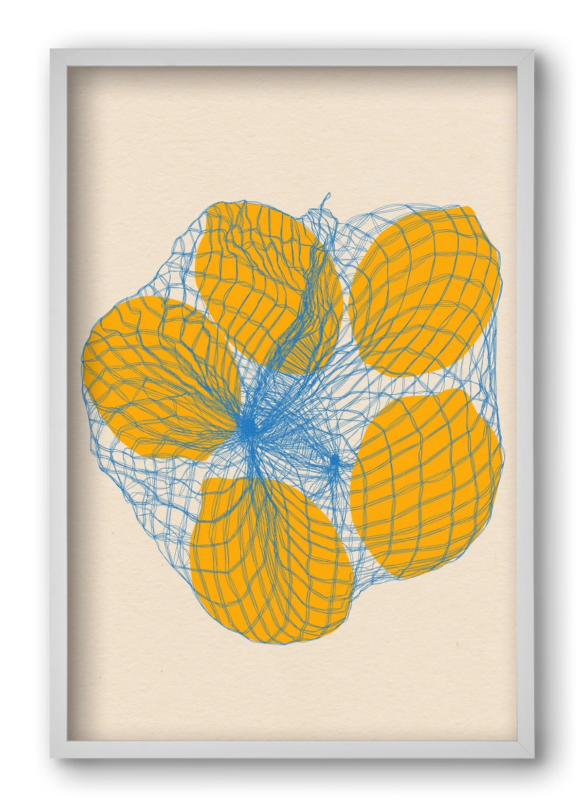 five lemons in a net bag, 40x60 cm (40x60 cm), Fehér keret