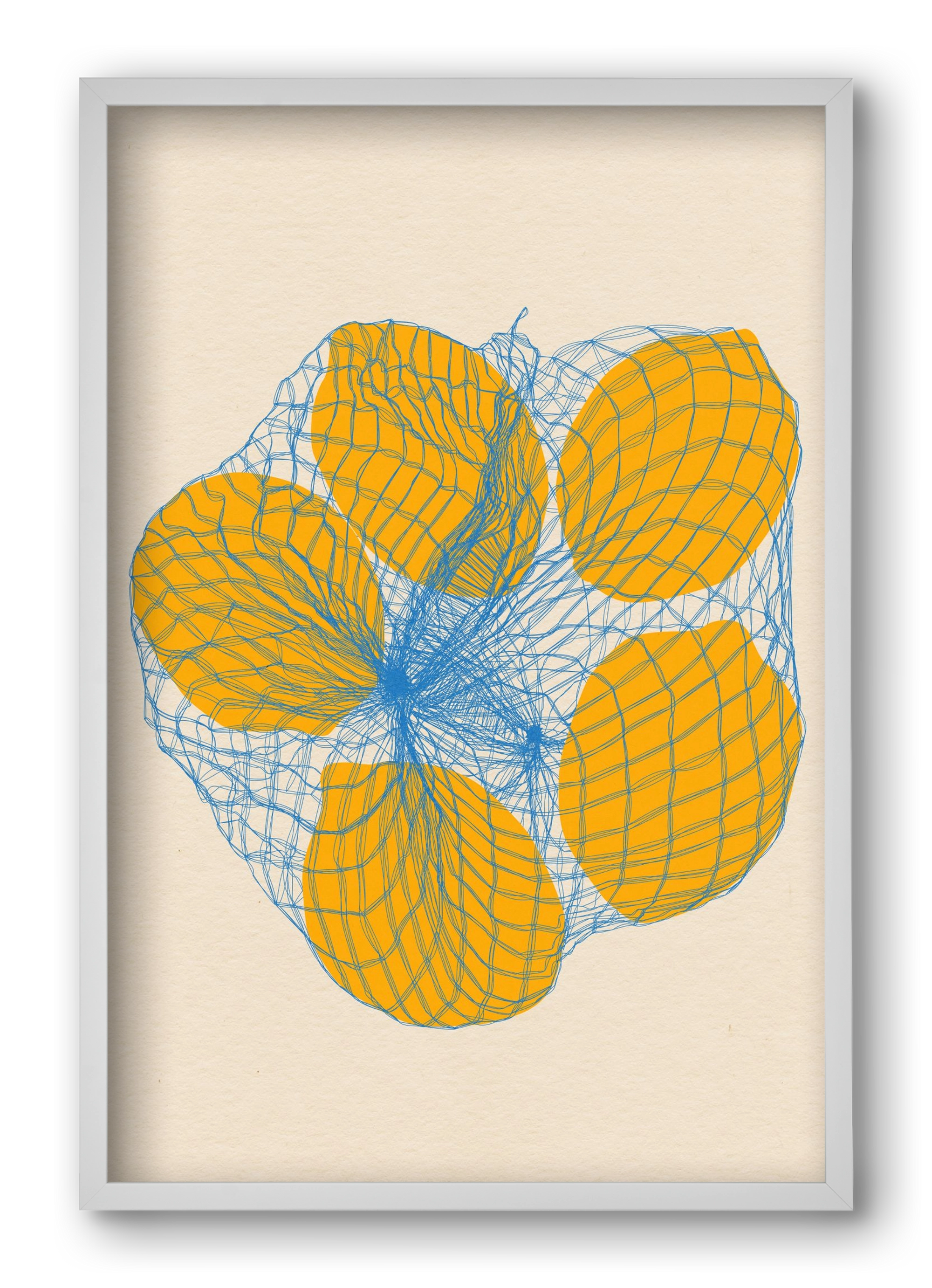 five lemons in a net bag, 40x60 cm (40x60 cm), Fehér keret