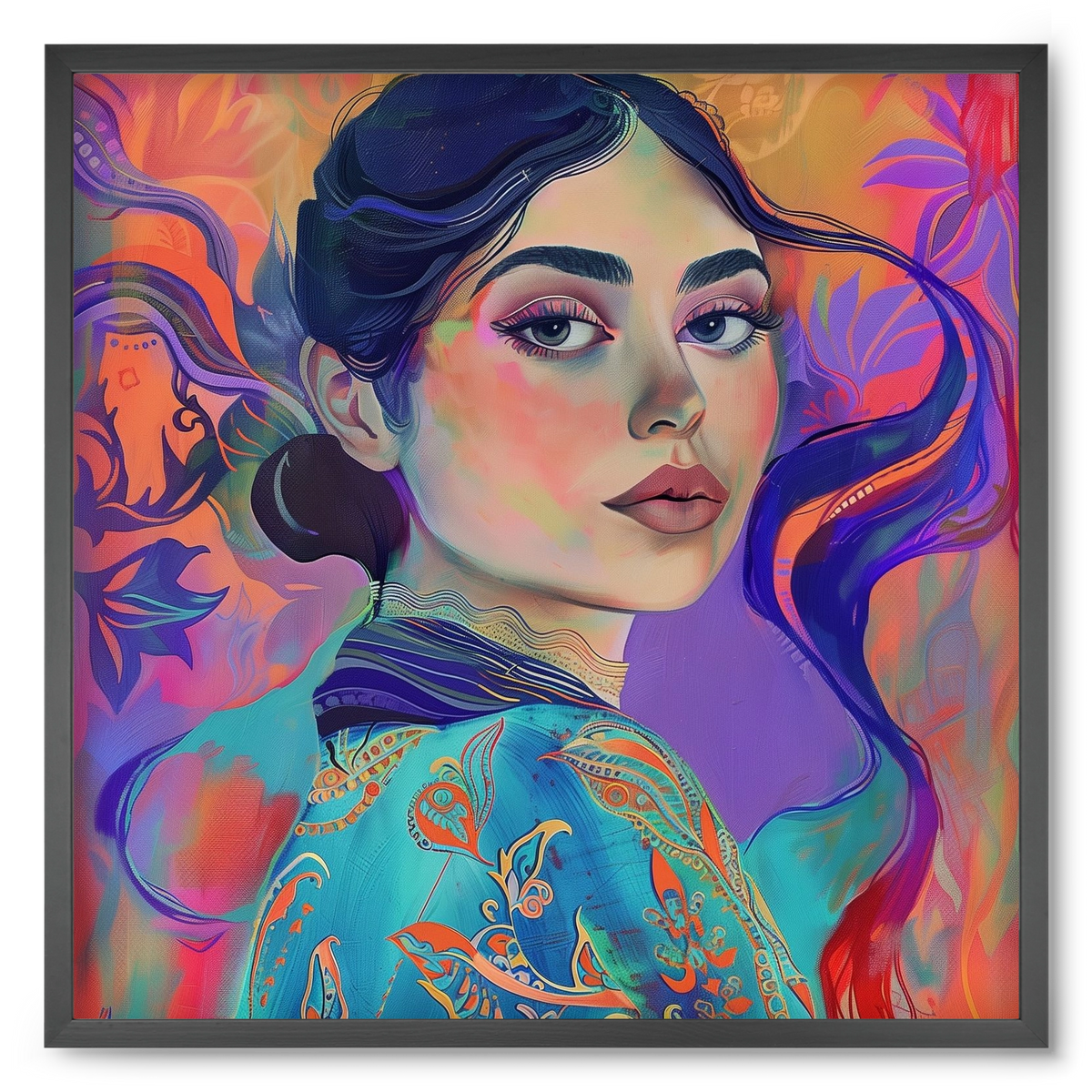 Layers of Thought, 50x50 cm (50x50 cm), Fekete keret