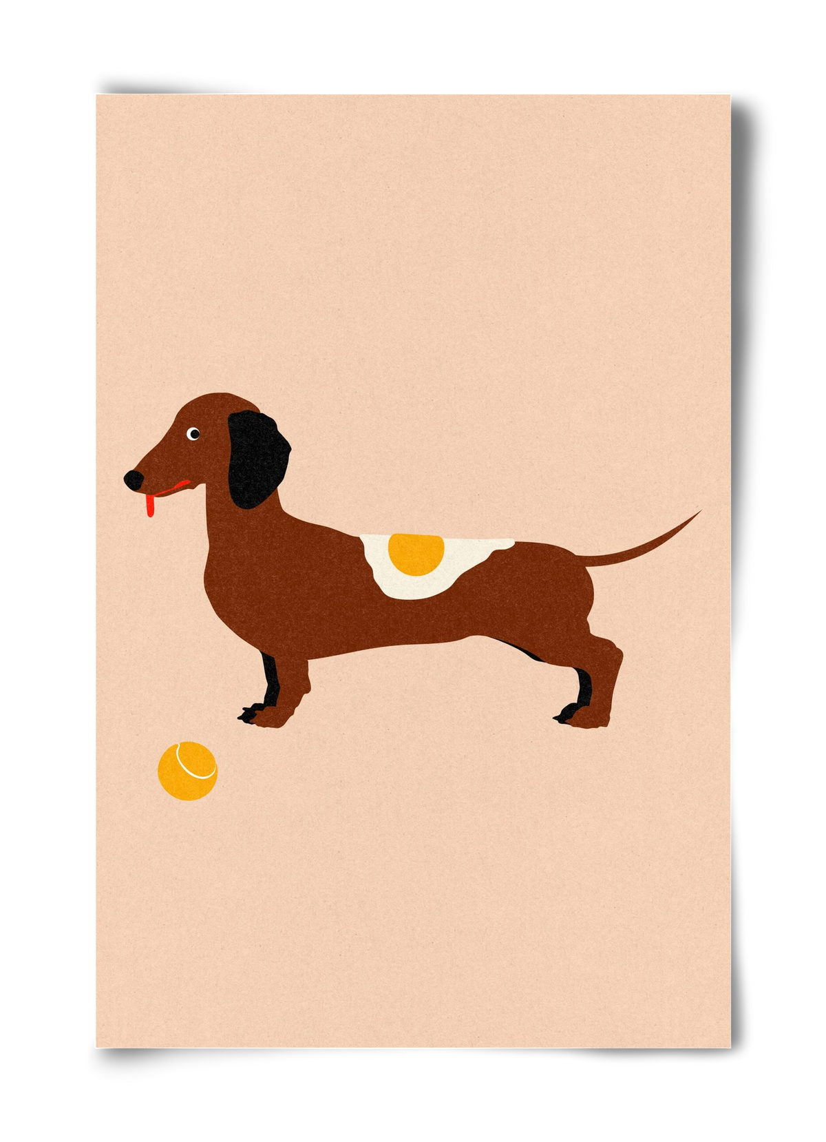 Dachshund With Tennisball and Fried Egg, 40x60 cm, Keret nélkül